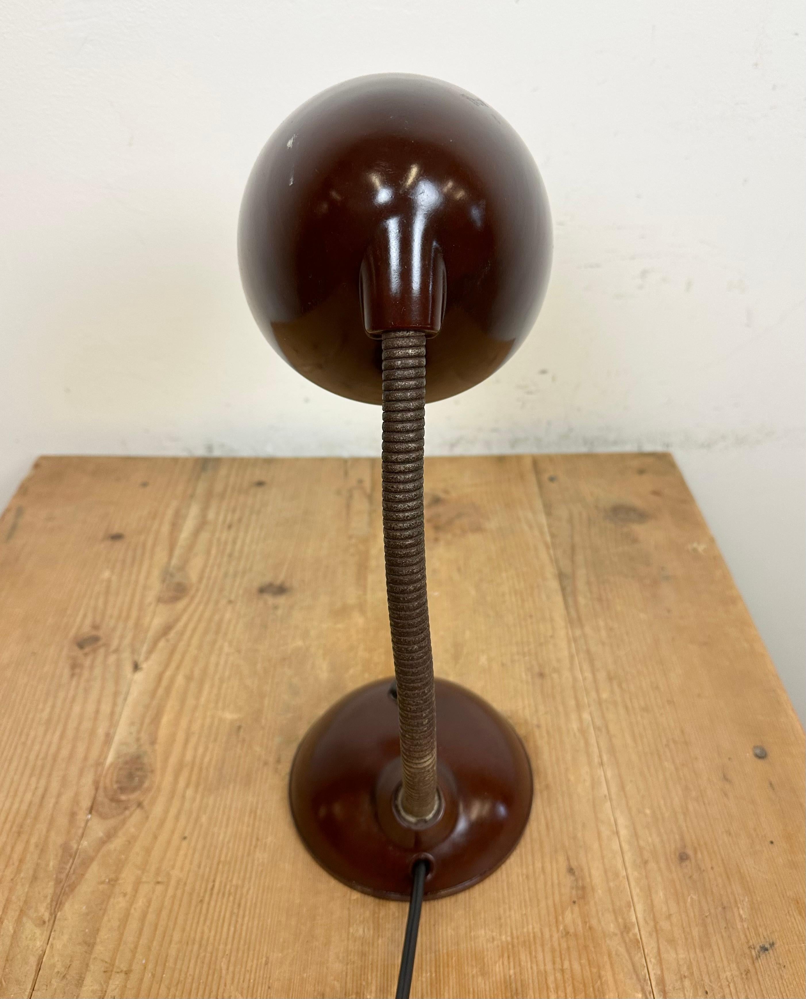 Vintage Brown Bakelite Gooseneck Table Lamp, 1960s 9