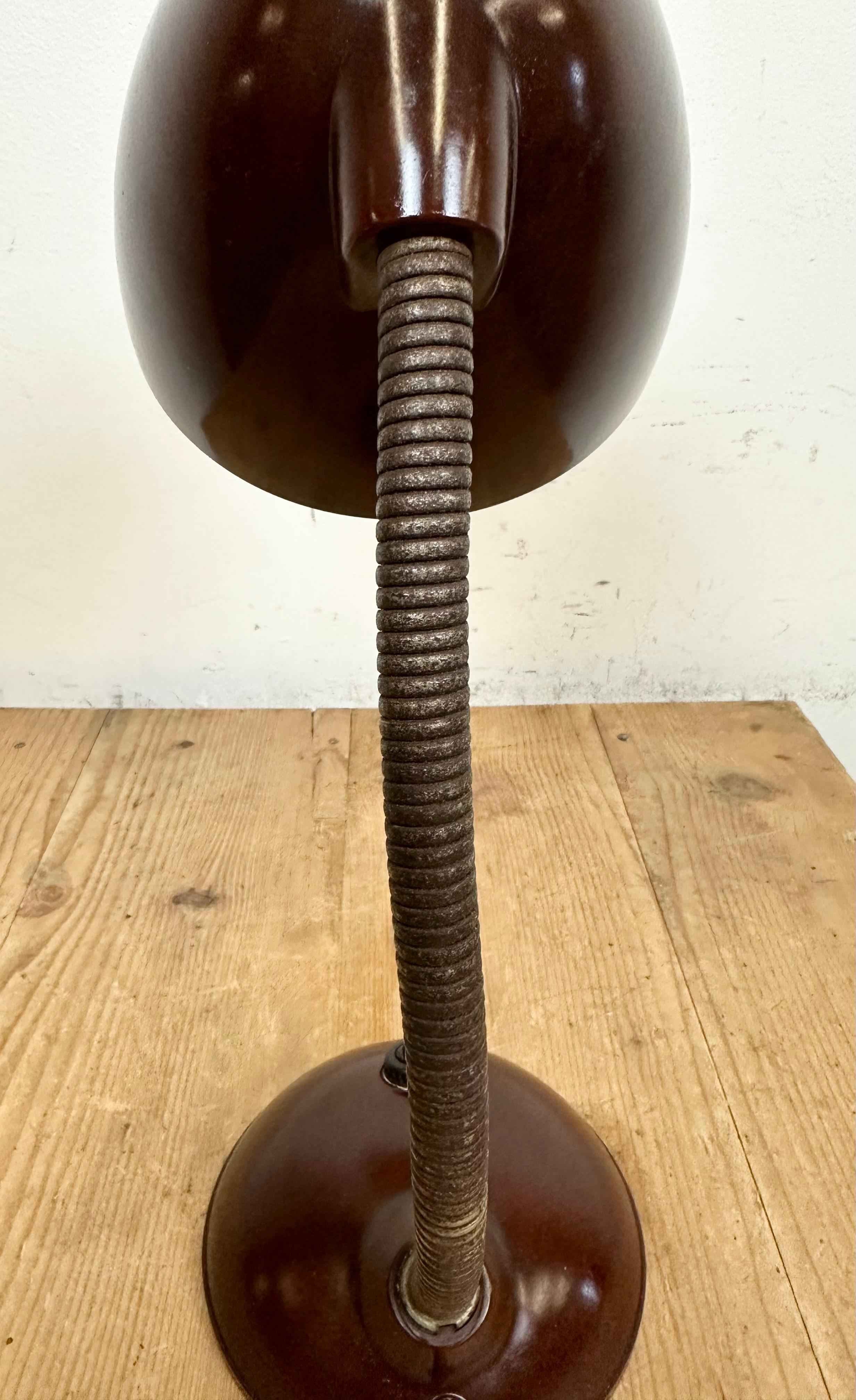 Vintage Brown Bakelite Gooseneck Table Lamp, 1960s 10