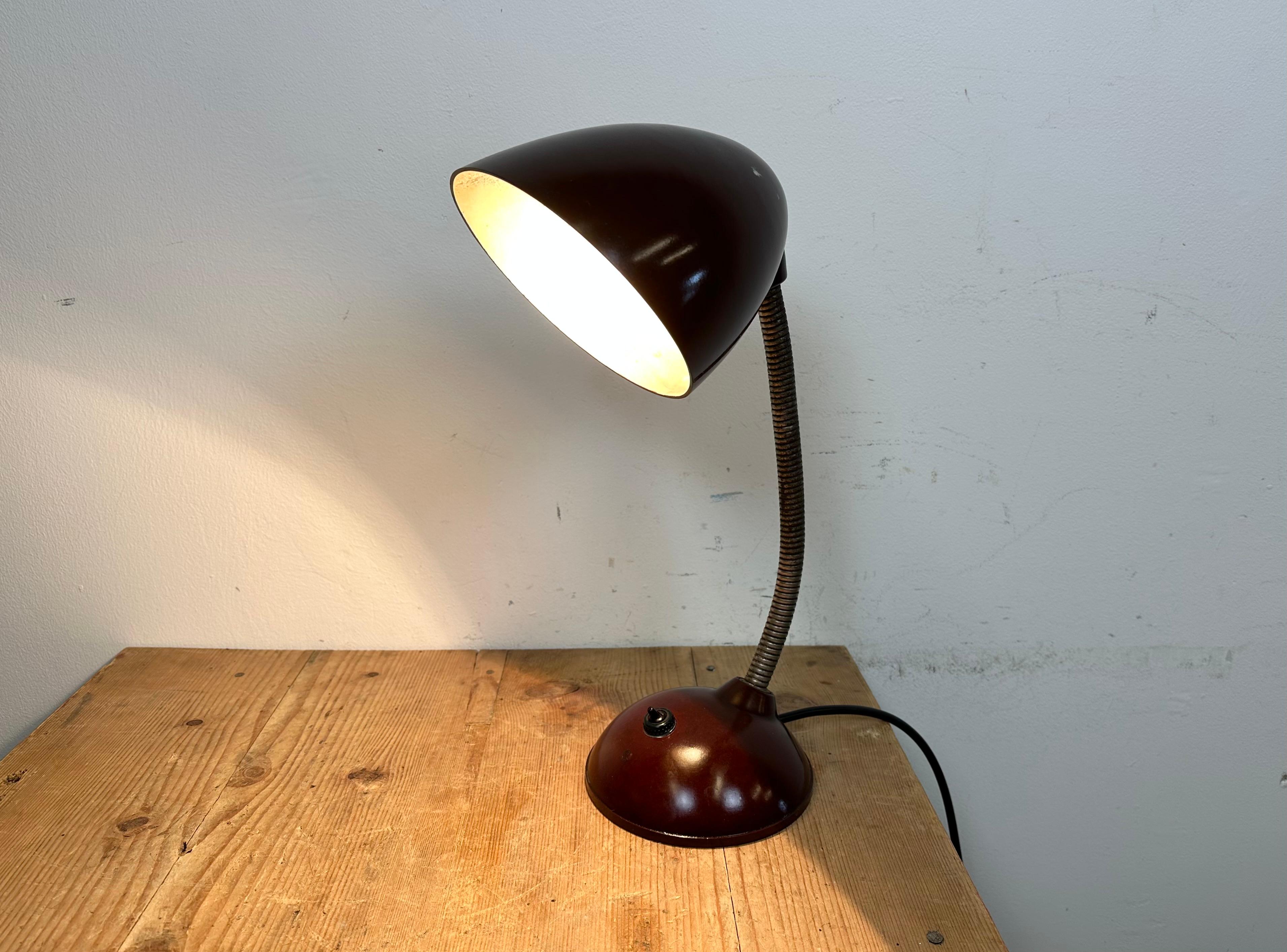 Vintage Brown Bakelite Gooseneck Table Lamp, 1960s 11