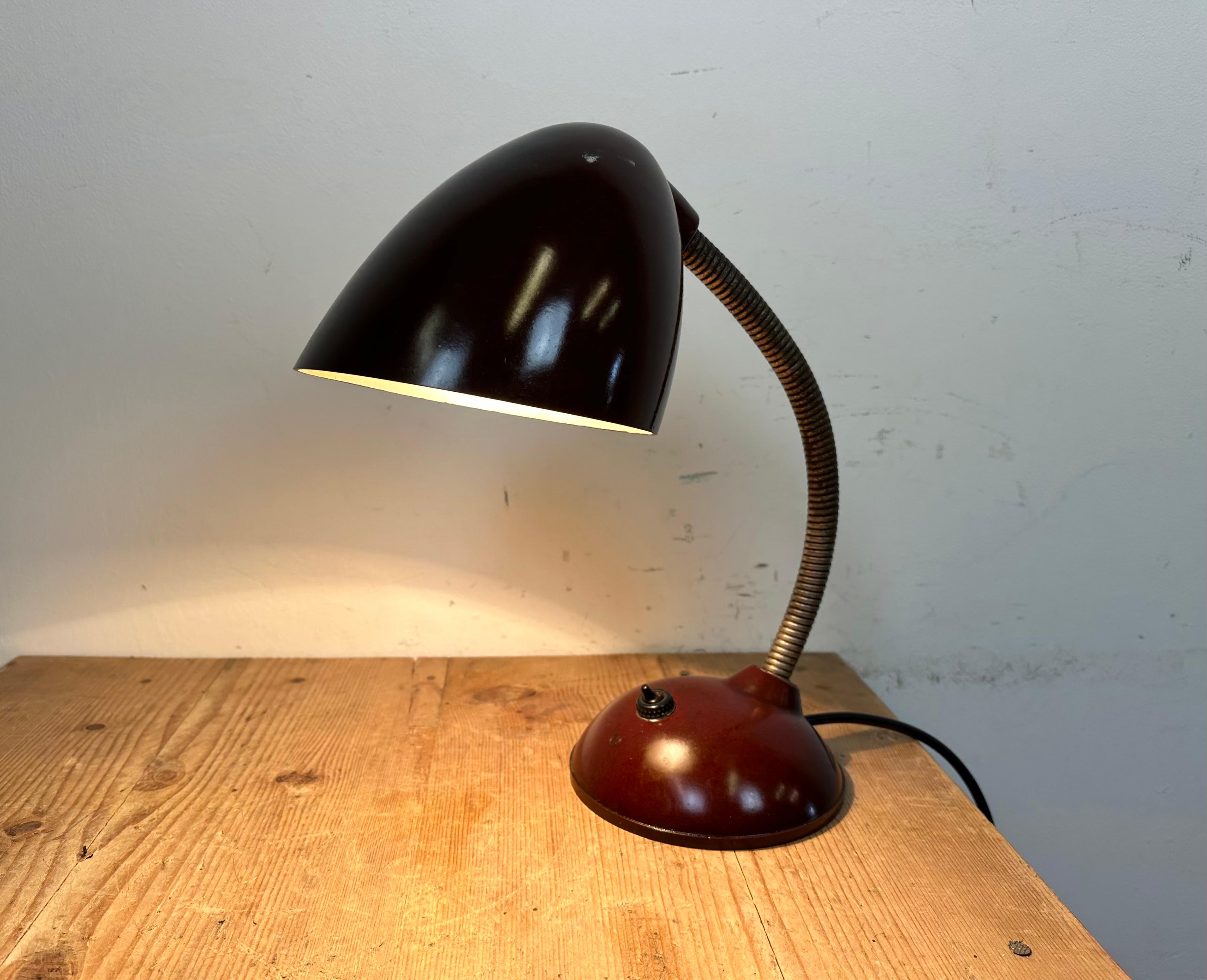 Vintage Brown Bakelite Gooseneck Table Lamp, 1960s 12
