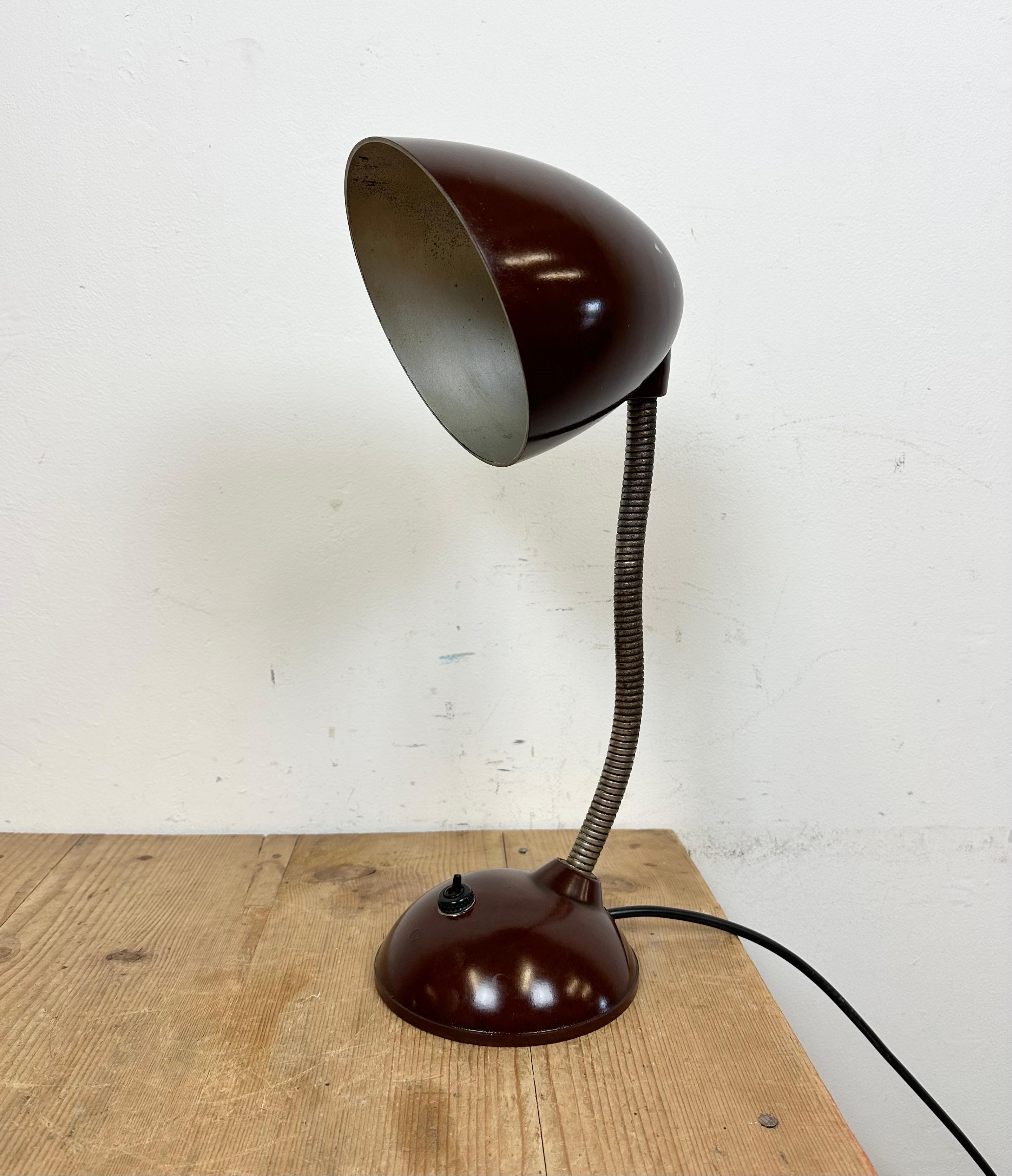 Industrial Vintage Brown Bakelite Gooseneck Table Lamp, 1960s