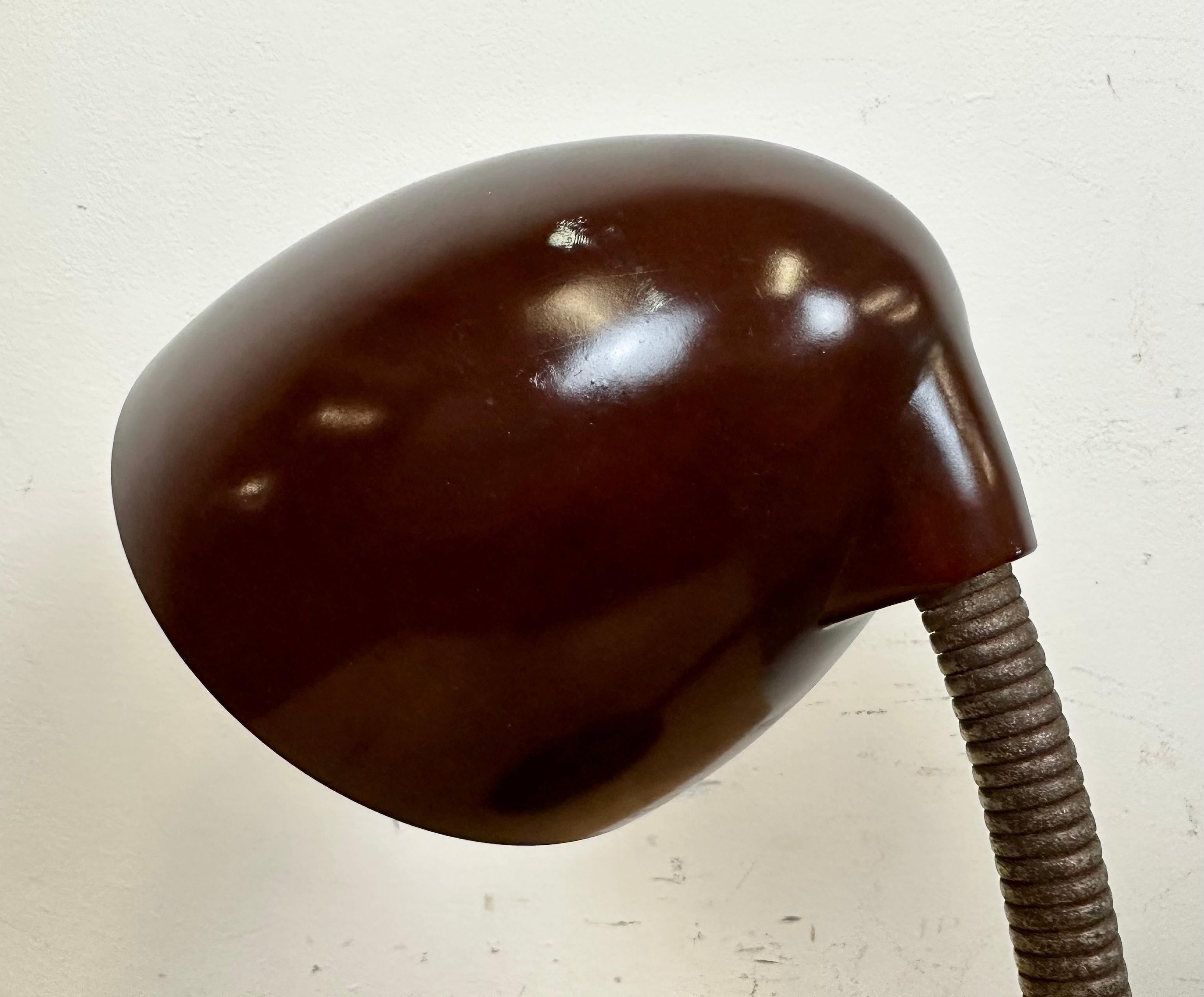 Iron Vintage Brown Bakelite Gooseneck Table Lamp, 1960s