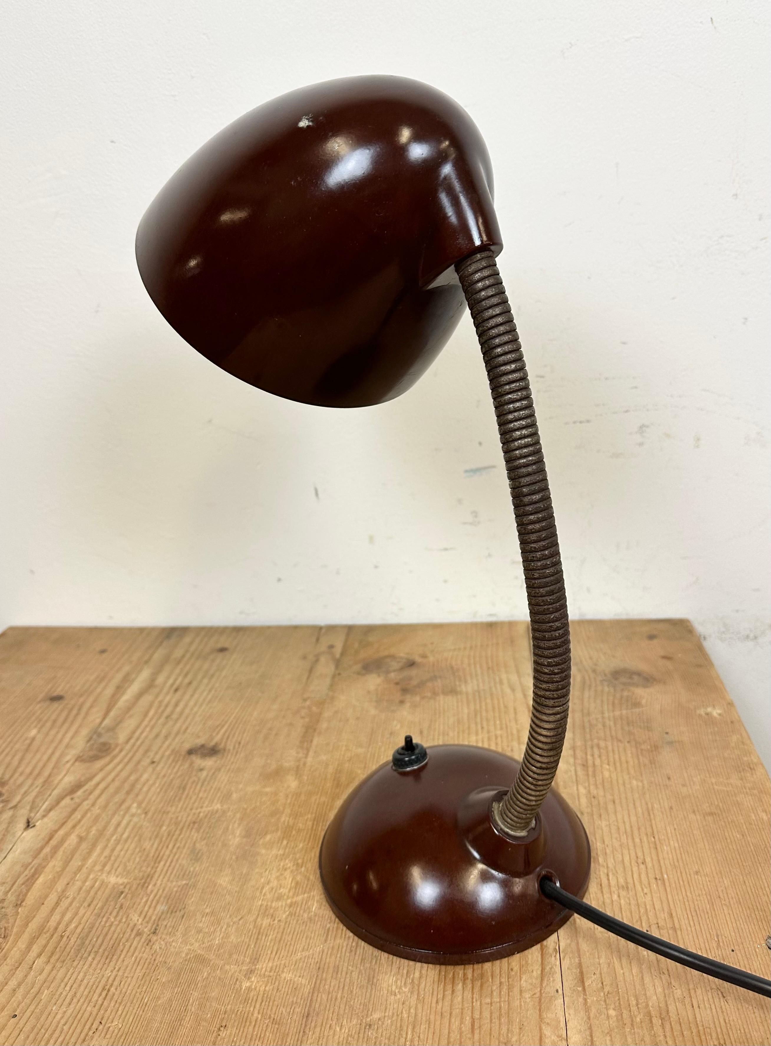 Vintage Brown Bakelite Gooseneck Table Lamp, 1960s 1