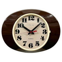 Retro Brown Bakelite Wall Clock from Prim, 1970s