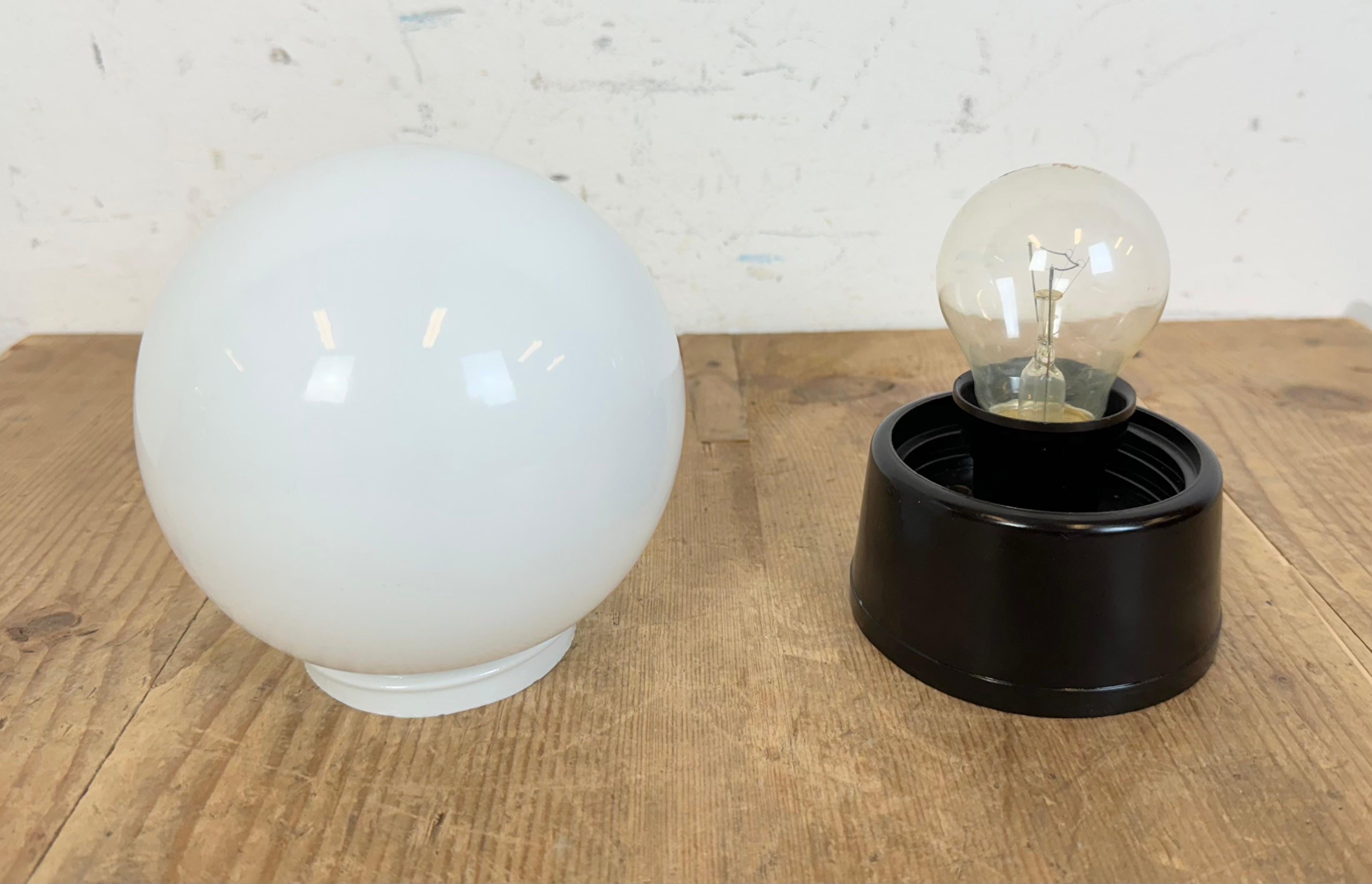 Vintage Brown Bakelite Wall or Ceiling Light with Milk Glass, 1960s In Good Condition For Sale In Kojetice, CZ