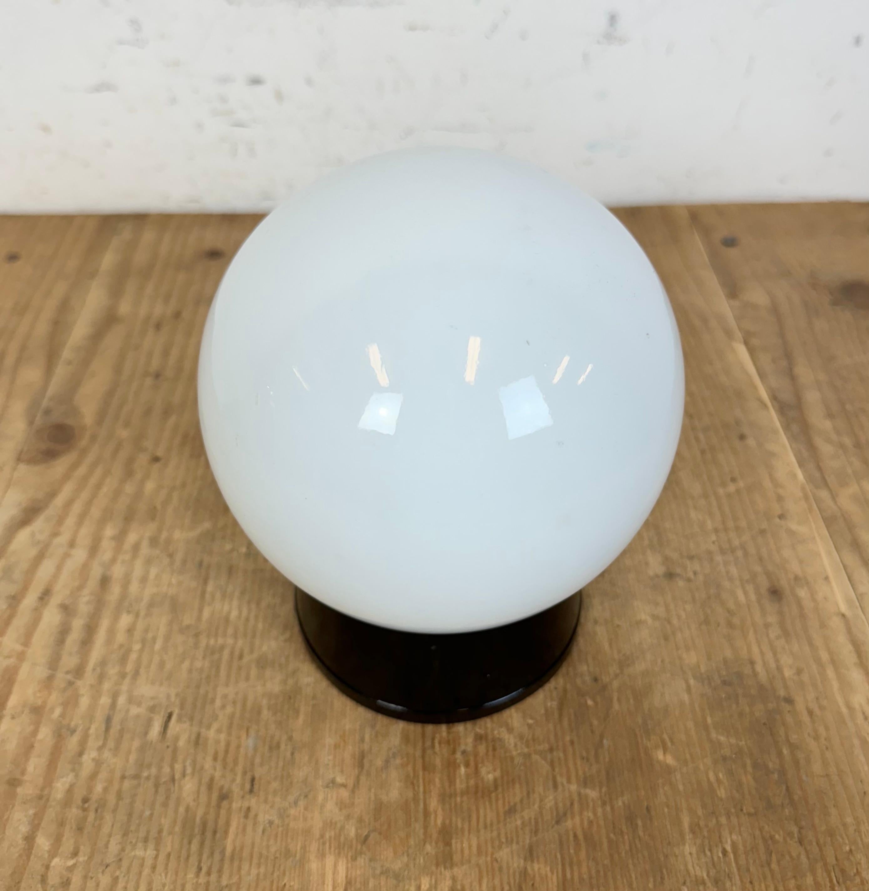 20th Century Vintage Brown Bakelite Wall or Ceiling Light with Milk Glass, 1960s For Sale