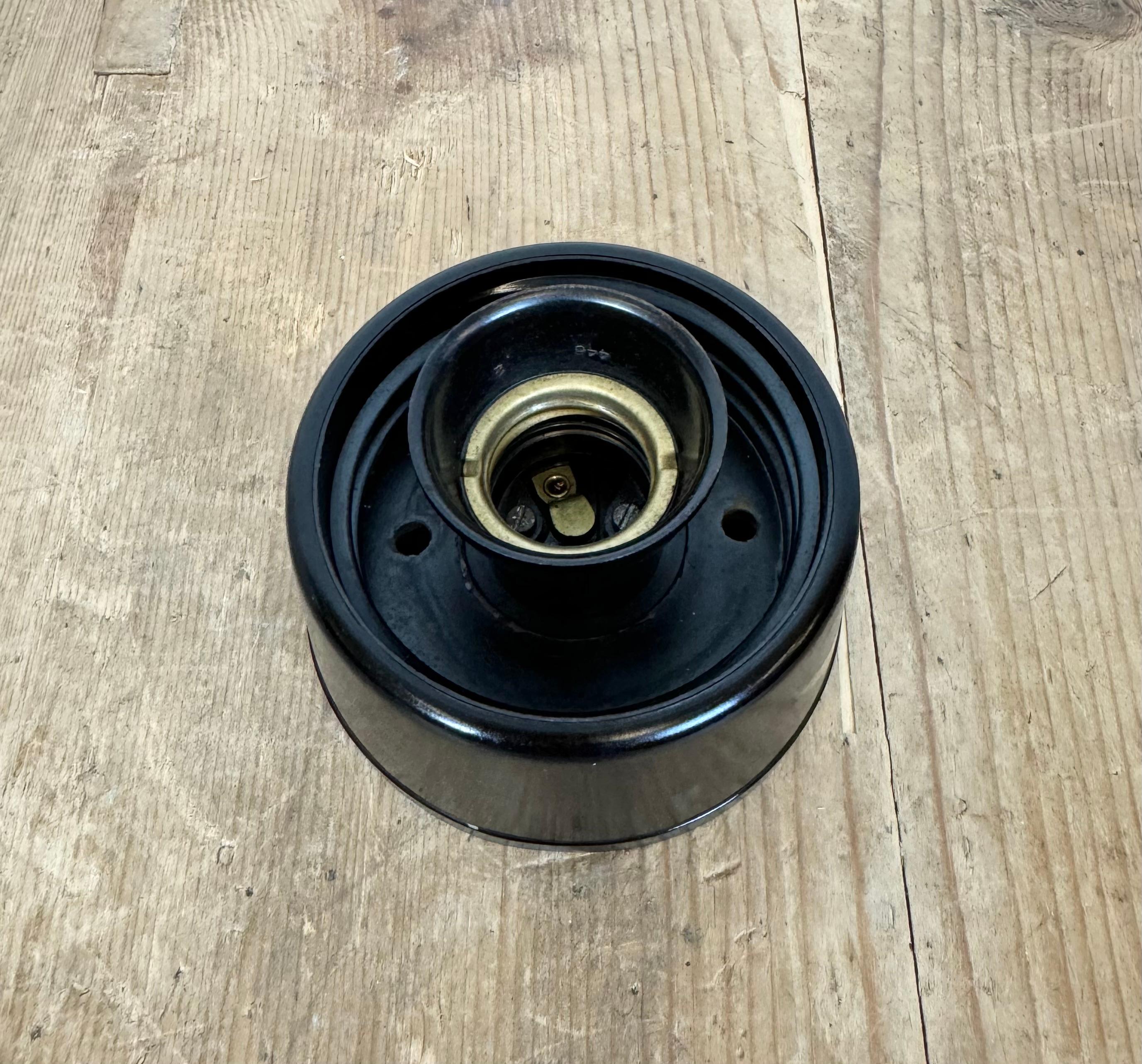 Vintage Brown Bakelite Wall or Ceiling Light with Milk Glass, 1960s For Sale 2