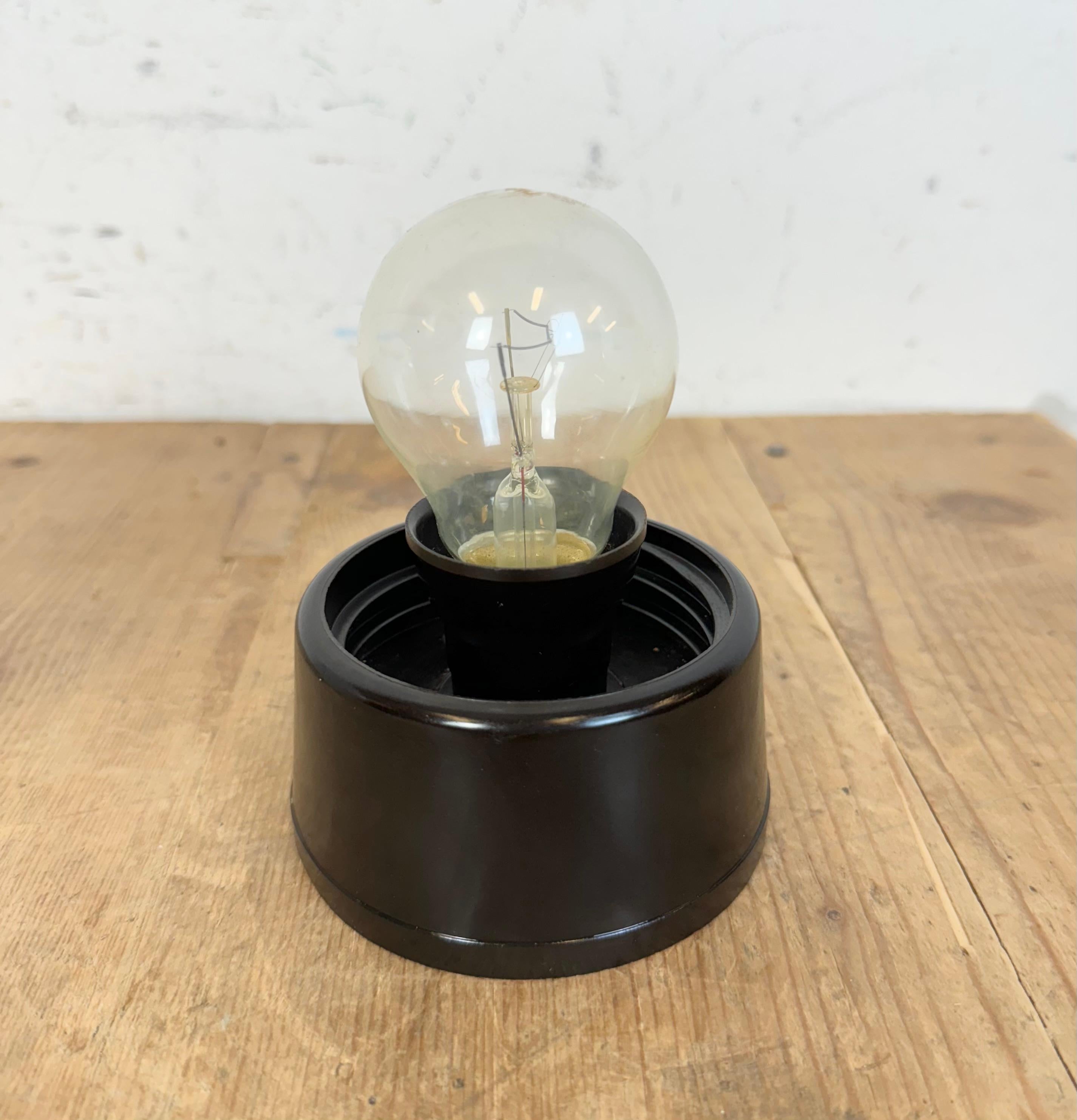 Vintage Brown Bakelite Wall or Ceiling Light with Milk Glass, 1960s For Sale 3