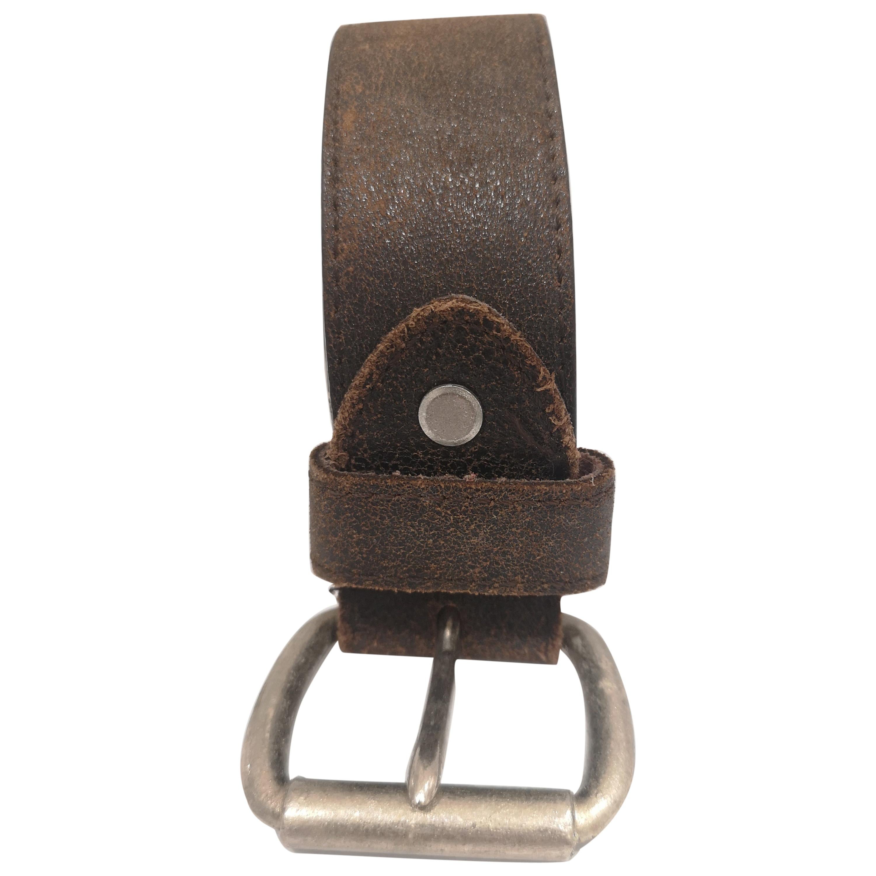 Mexican Sterling and Black Leather Belt with X Decorations For Sale at