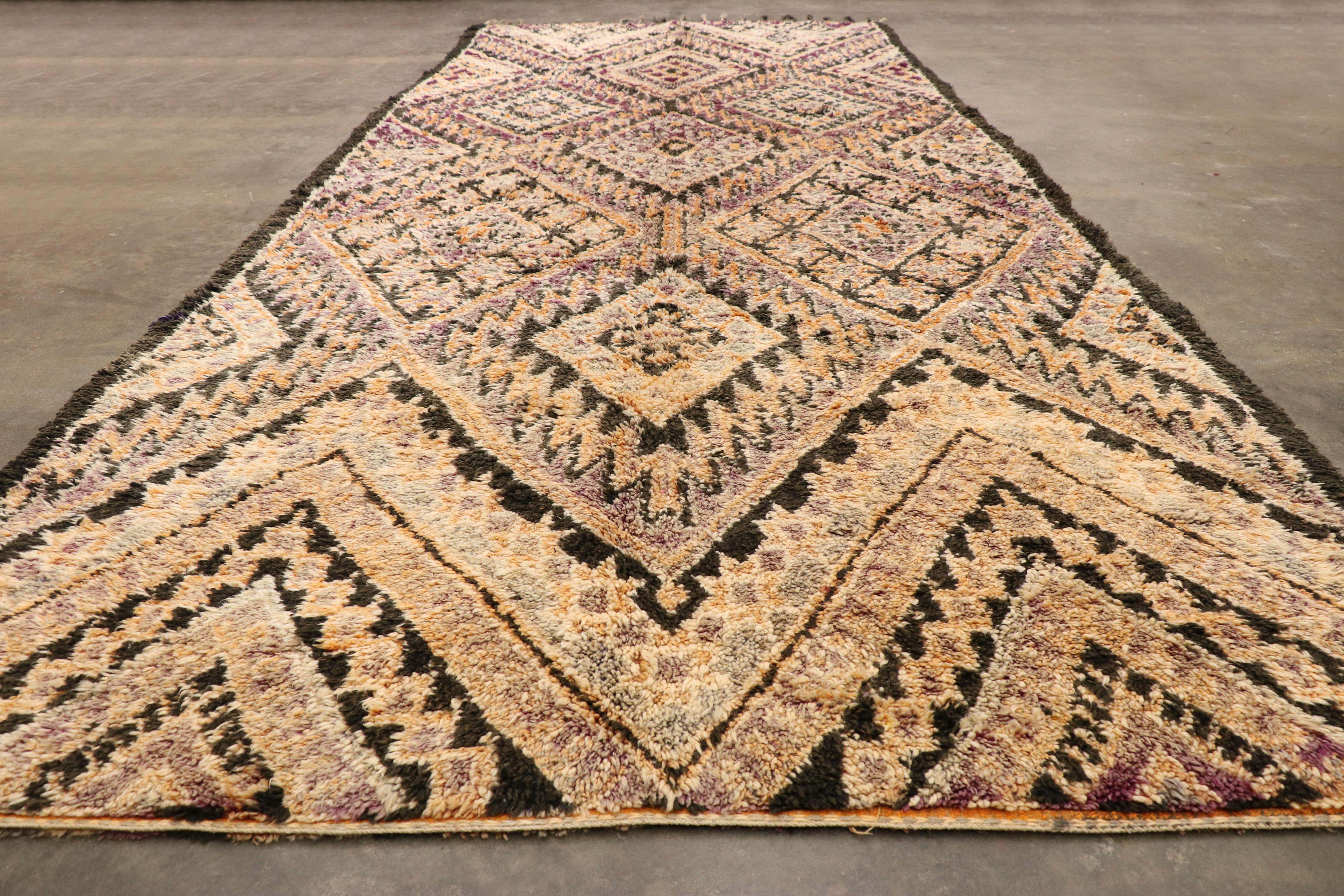Vintage Brown Beni MGuild Moroccan Rug, Earthy Boho Chic Meets Midcentury For Sale 2