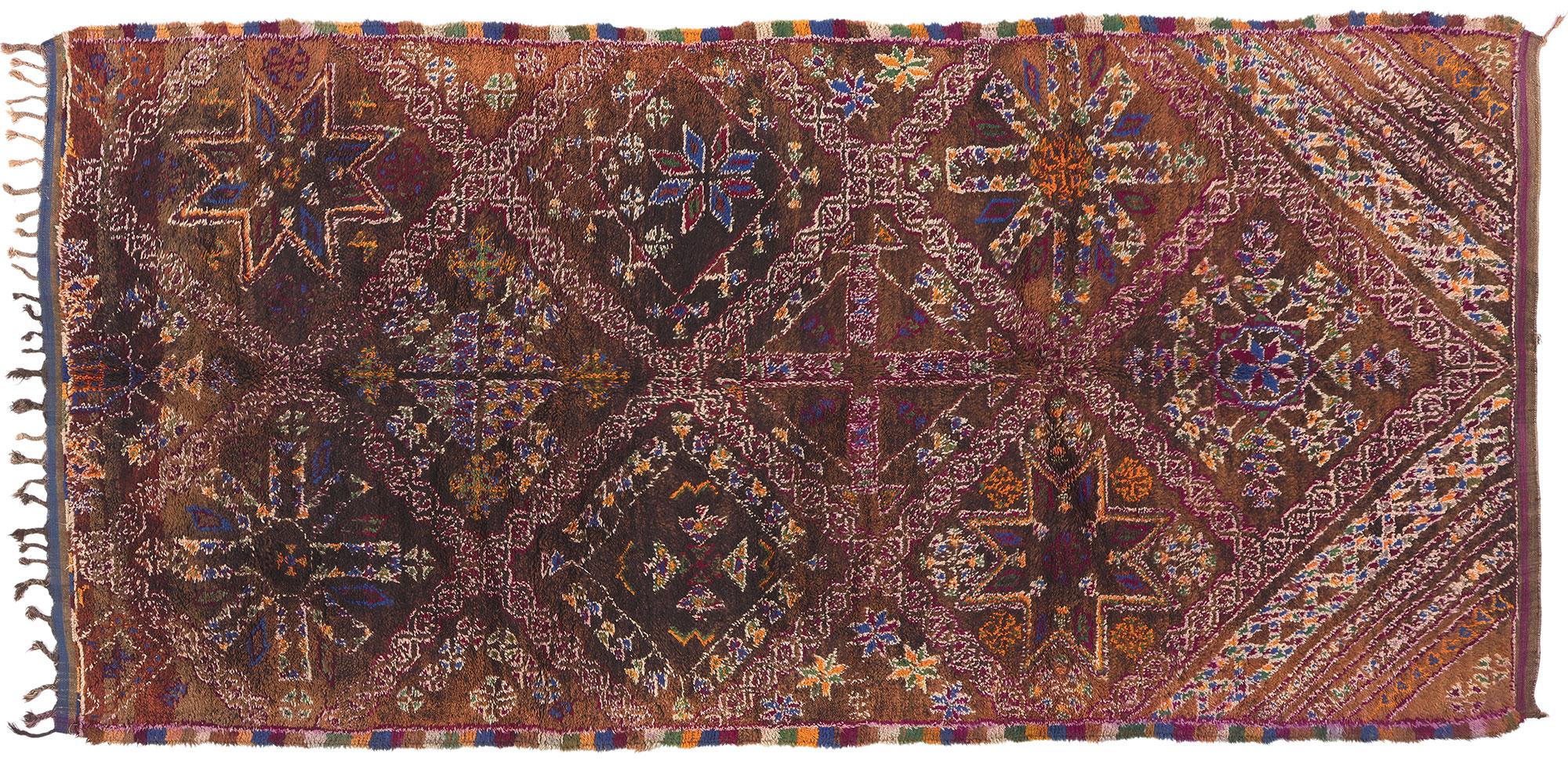 Vintage Brown Beni MGuild Moroccan Rug For Sale 2