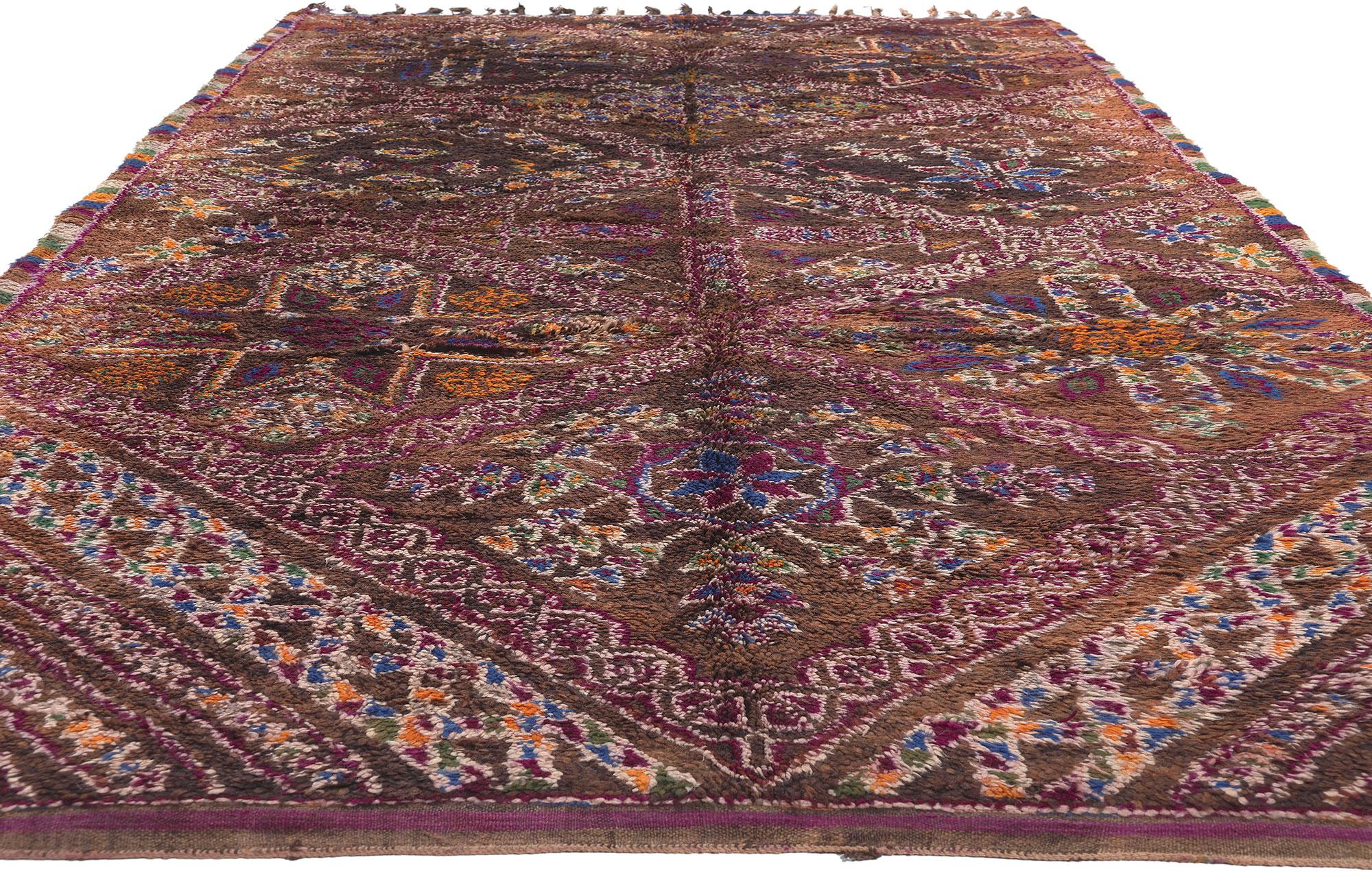 Tribal Tapis marocain vintage Brown Beni MGuild en vente