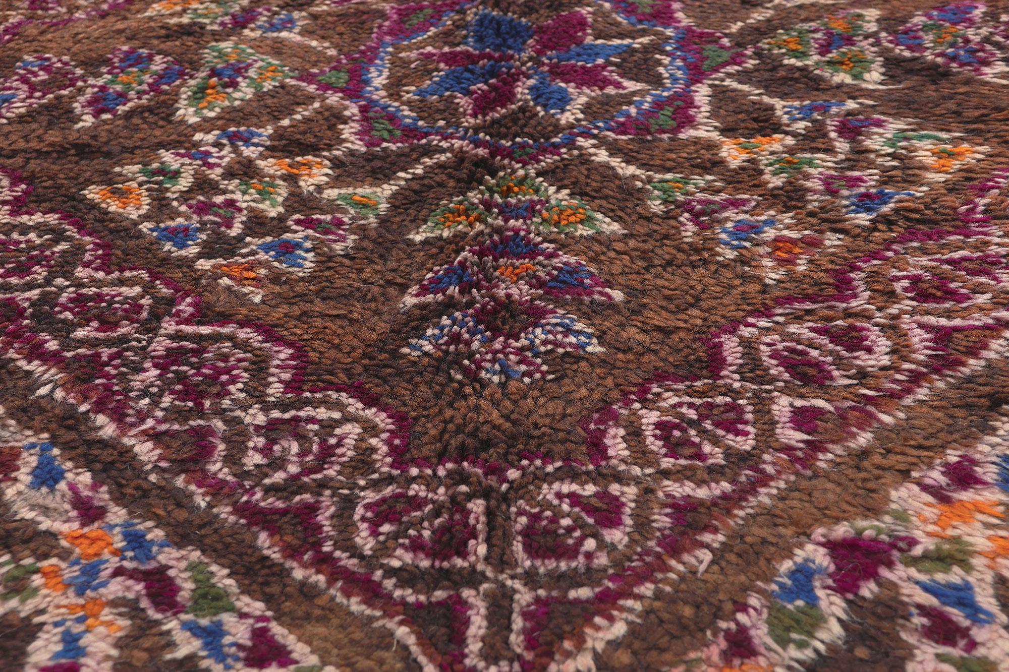 Hand-Knotted Vintage Brown Beni MGuild Moroccan Rug For Sale