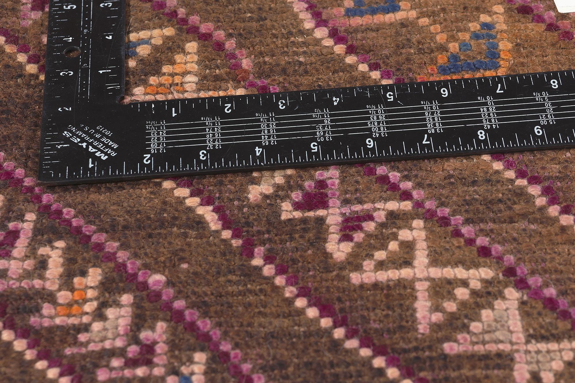 Vintage Brown Beni MGuild Moroccan Rug In Good Condition For Sale In Dallas, TX