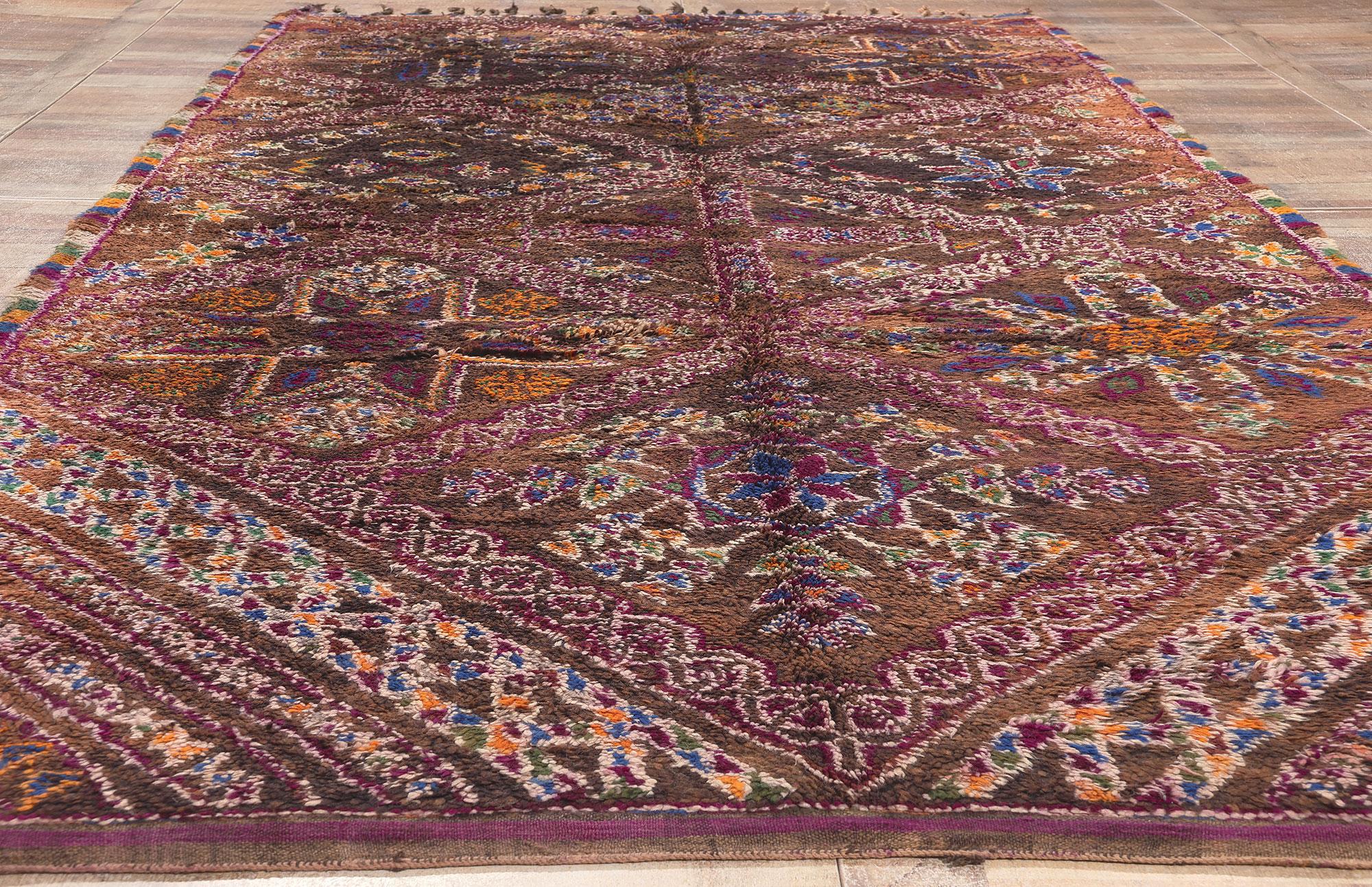 Laine Tapis marocain vintage Brown Beni MGuild en vente