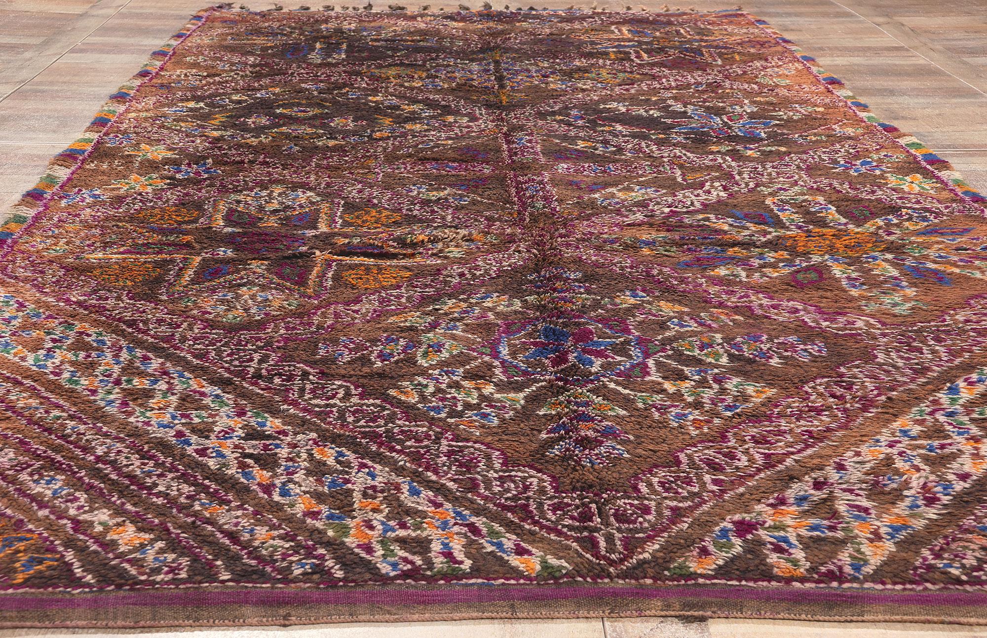 Wool Vintage Brown Beni MGuild Moroccan Rug For Sale