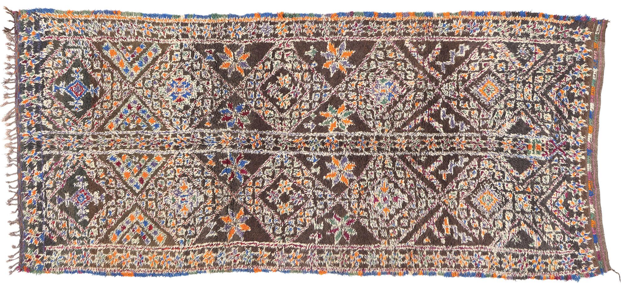 Vintage Brown Beni M'Guild Moroccan Rug, Midcentury Modern Meets Tribal Boho For Sale 5
