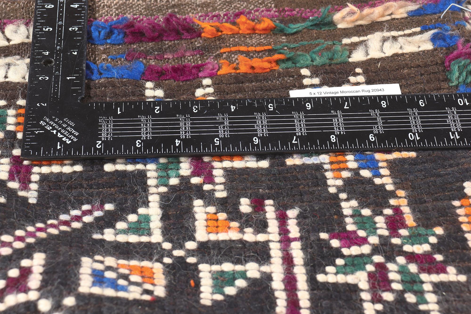 Wool Vintage Brown Beni M'Guild Moroccan Rug, Midcentury Modern Meets Tribal Boho For Sale
