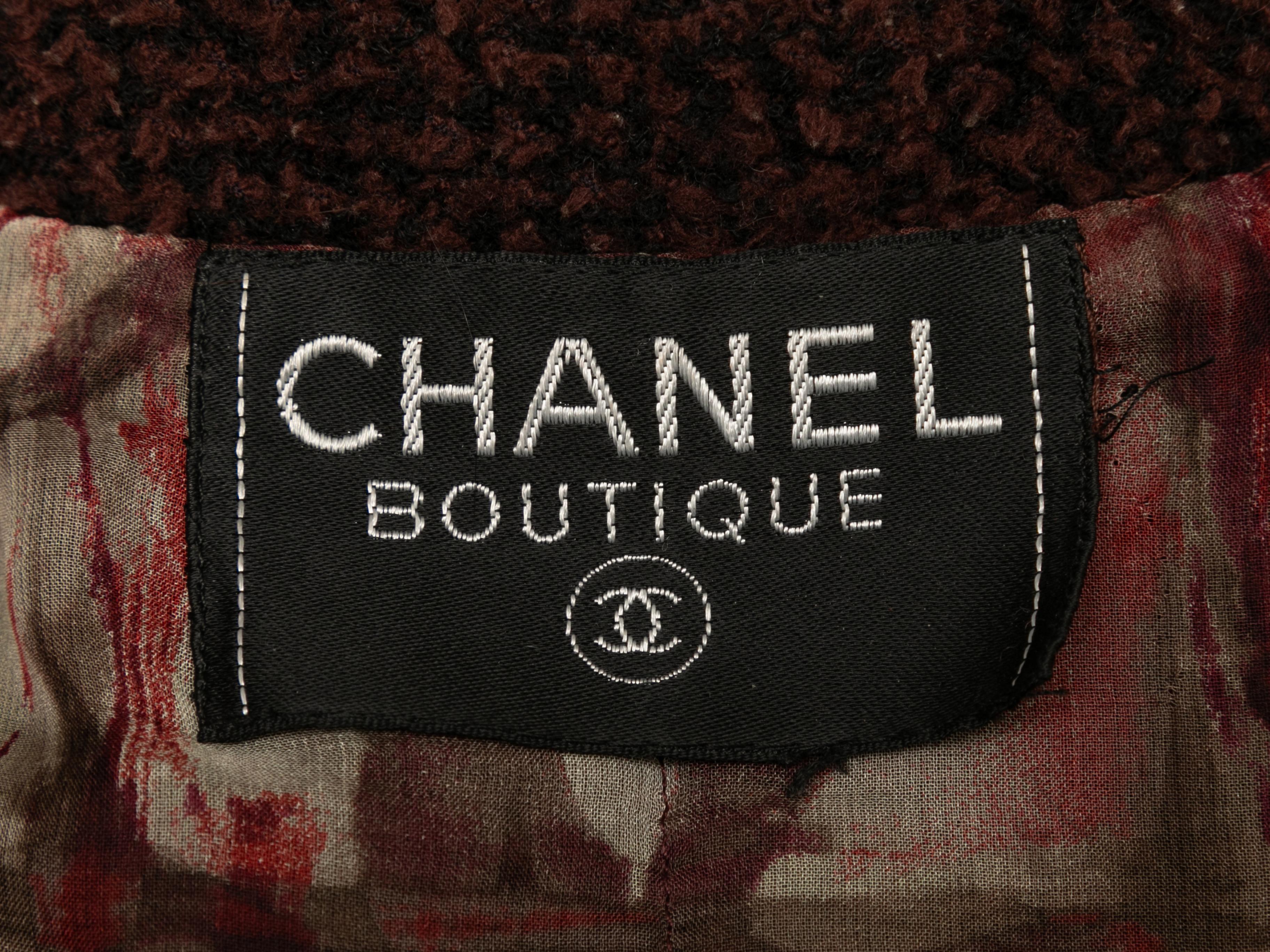 Vintage Brown & Black Chanel Boutique Wool Boucle Jacket Size US M/L In Good Condition For Sale In New York, NY