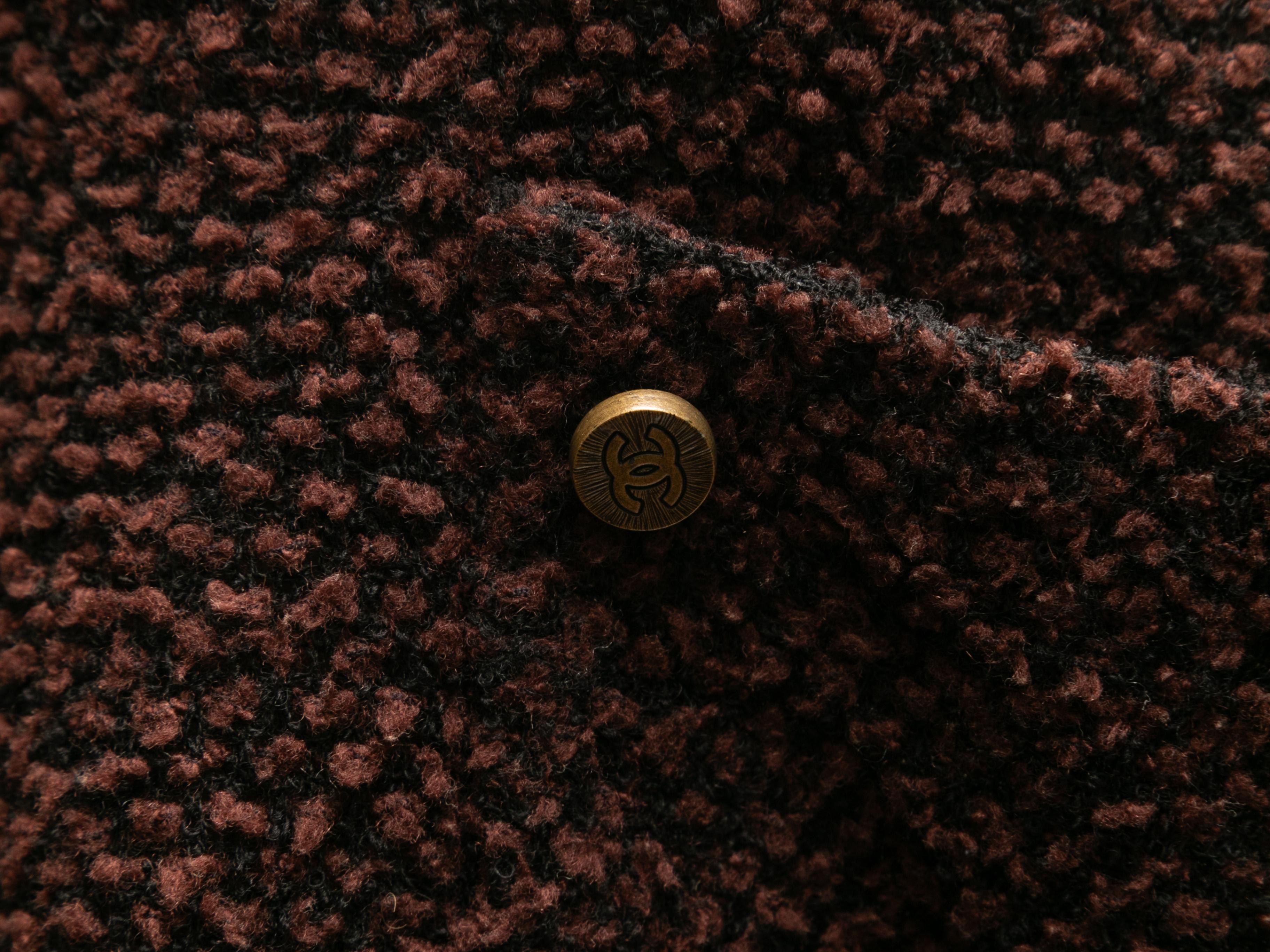 Vintage Brown & Black Chanel Boutique Wool Boucle Jacket Size US M/L For Sale 1