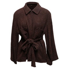 Vintage Brown & Black Chanel Boutique Wool Boucle Jacket Größe US M/L