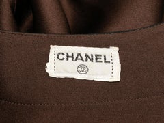 Vintage Brown & Black Chanel Seidenbluse Größe US L