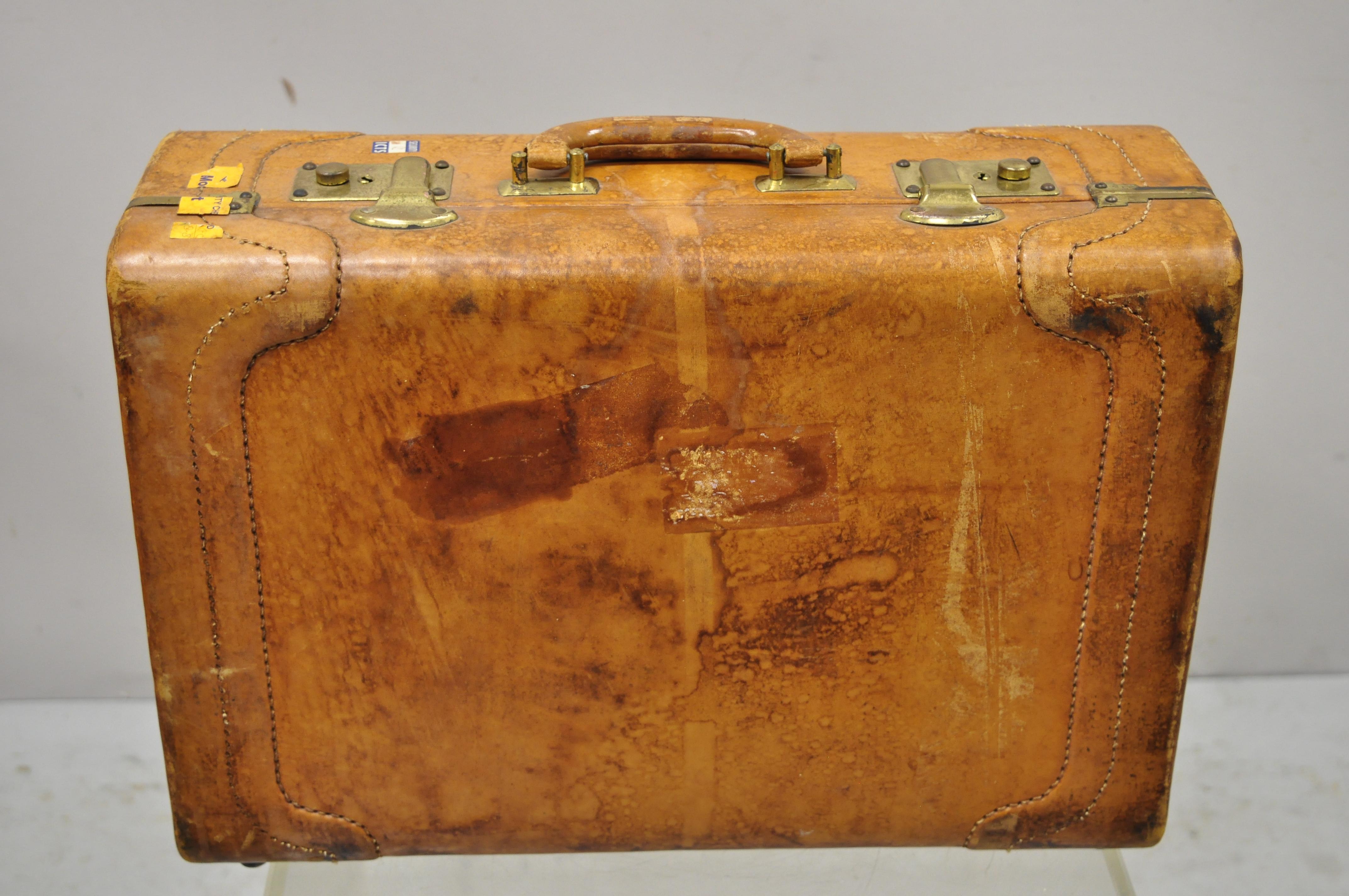 vintage hard leather suitcase