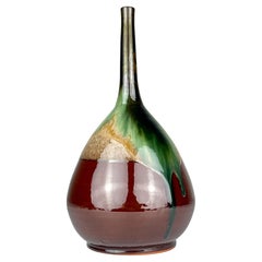 Jarrón vintage de cerámica marrón de Piqueres, España, años 70