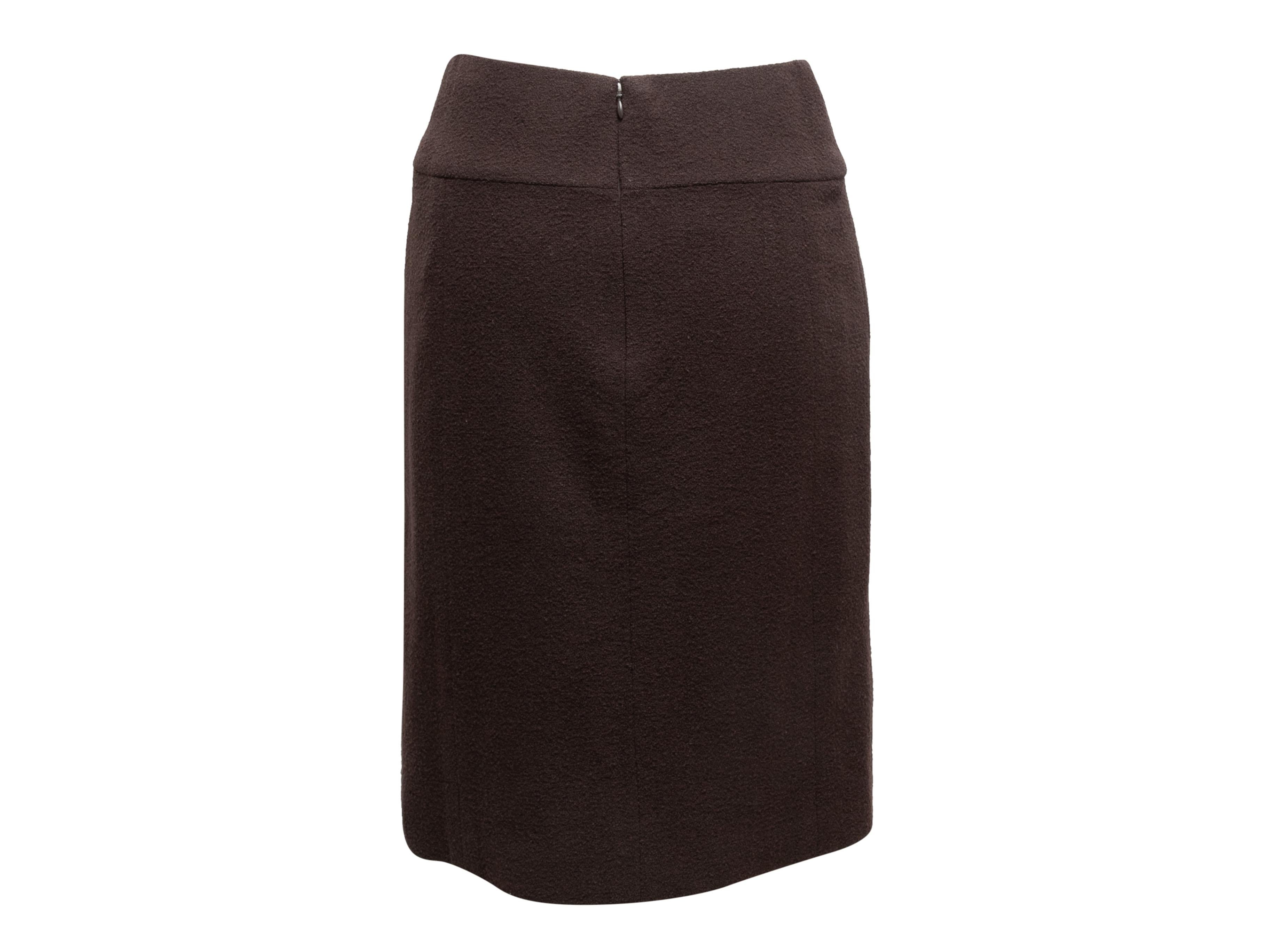 Women's Vintage Brown Chanel Boutique Wool Skirt Size US M/L For Sale