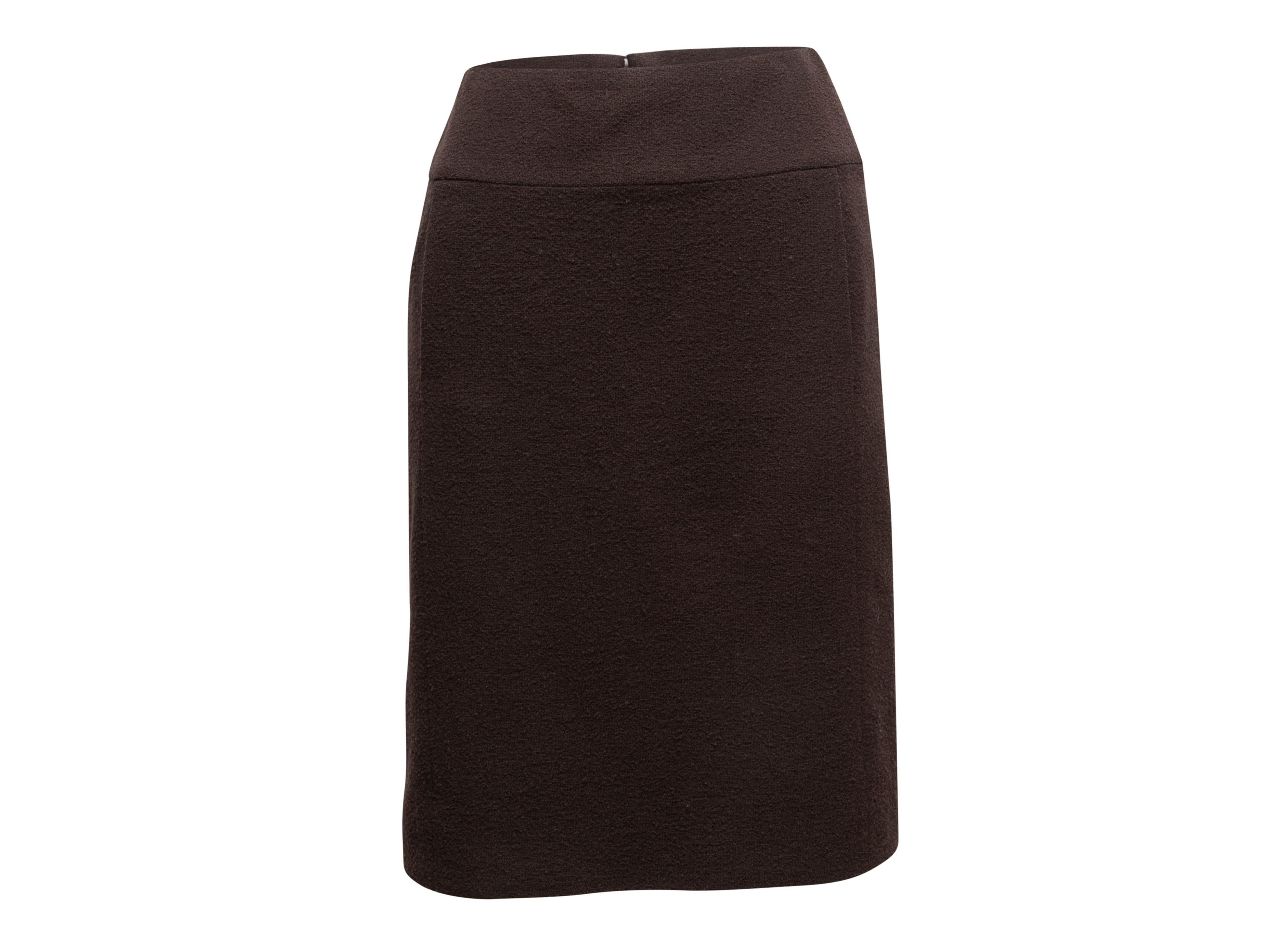 Vintage Brown Chanel Boutique Wool Skirt Size US M/L For Sale 1