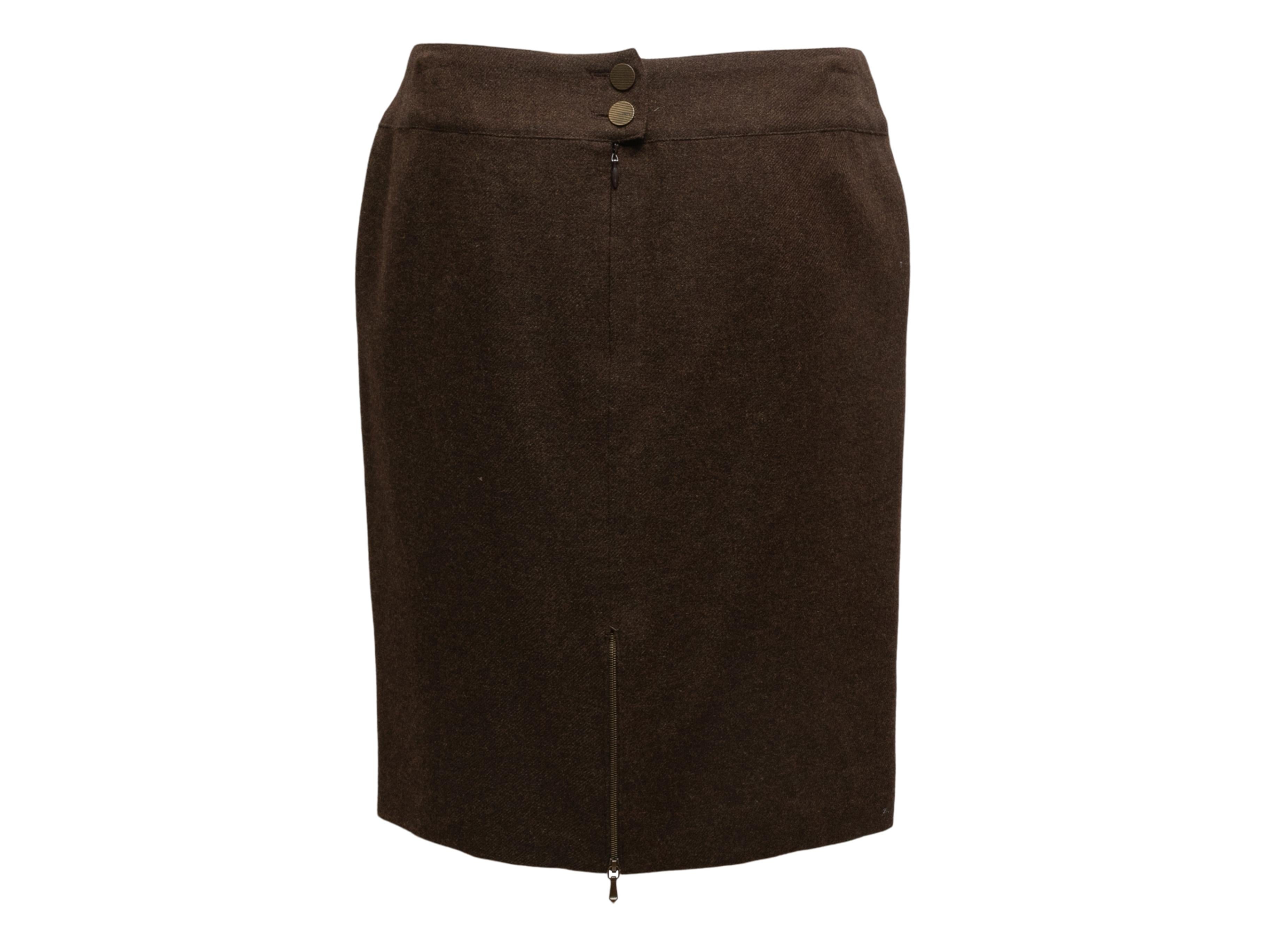 Black Vintage Brown Chanel Fall/Winter 1999 Cashmere Skirt For Sale