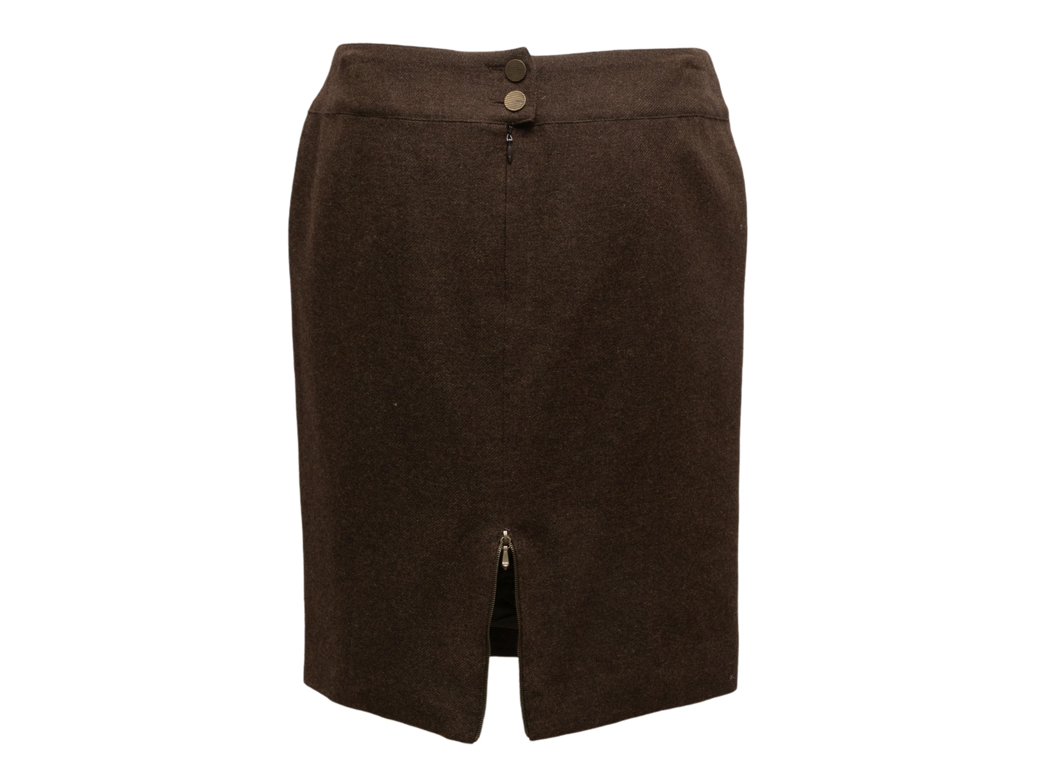 Vintage Brown Chanel Fall/Winter 1999 Cashmere Skirt In Good Condition For Sale In New York, NY