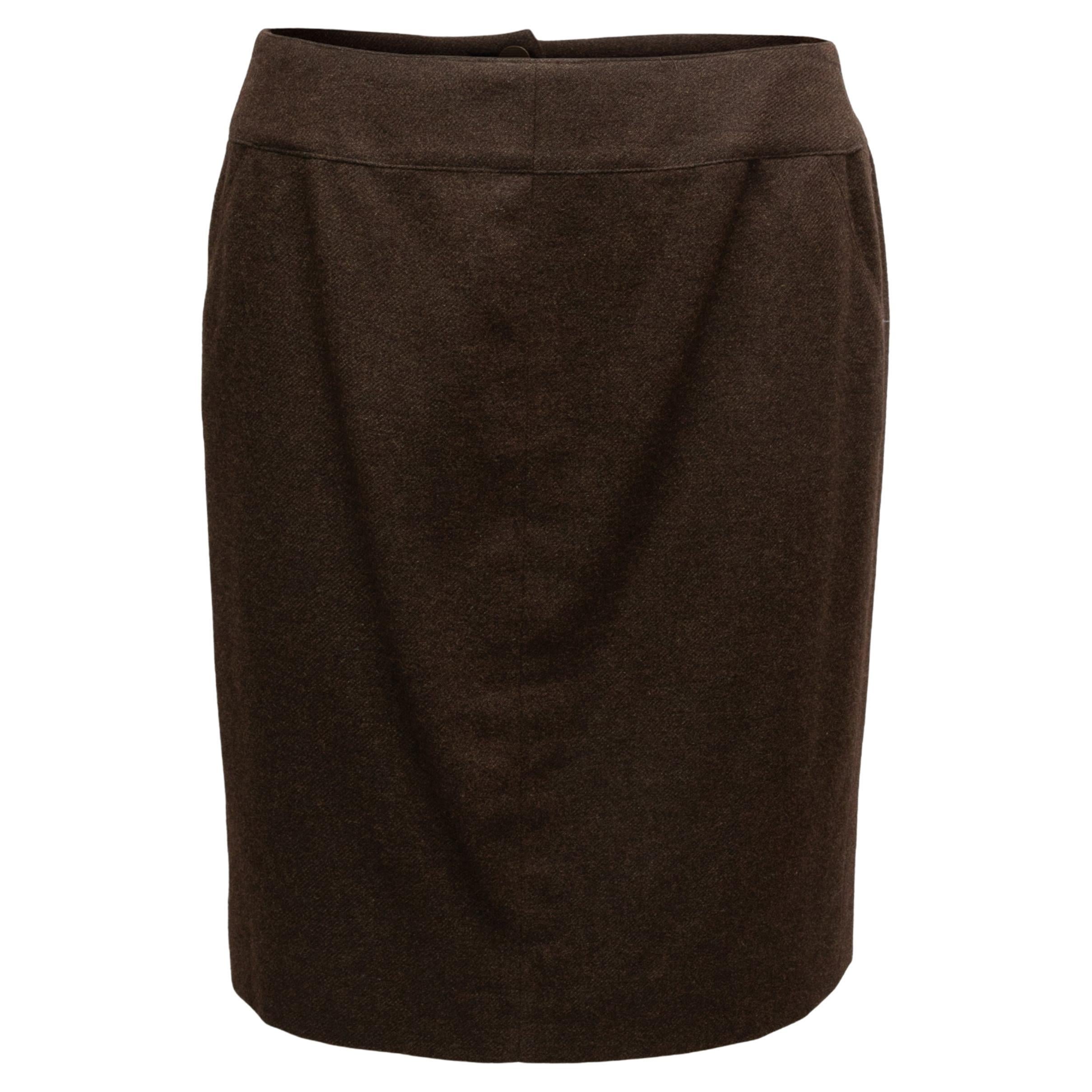 Vintage Brown Chanel Fall/Winter 1999 Cashmere Skirt For Sale