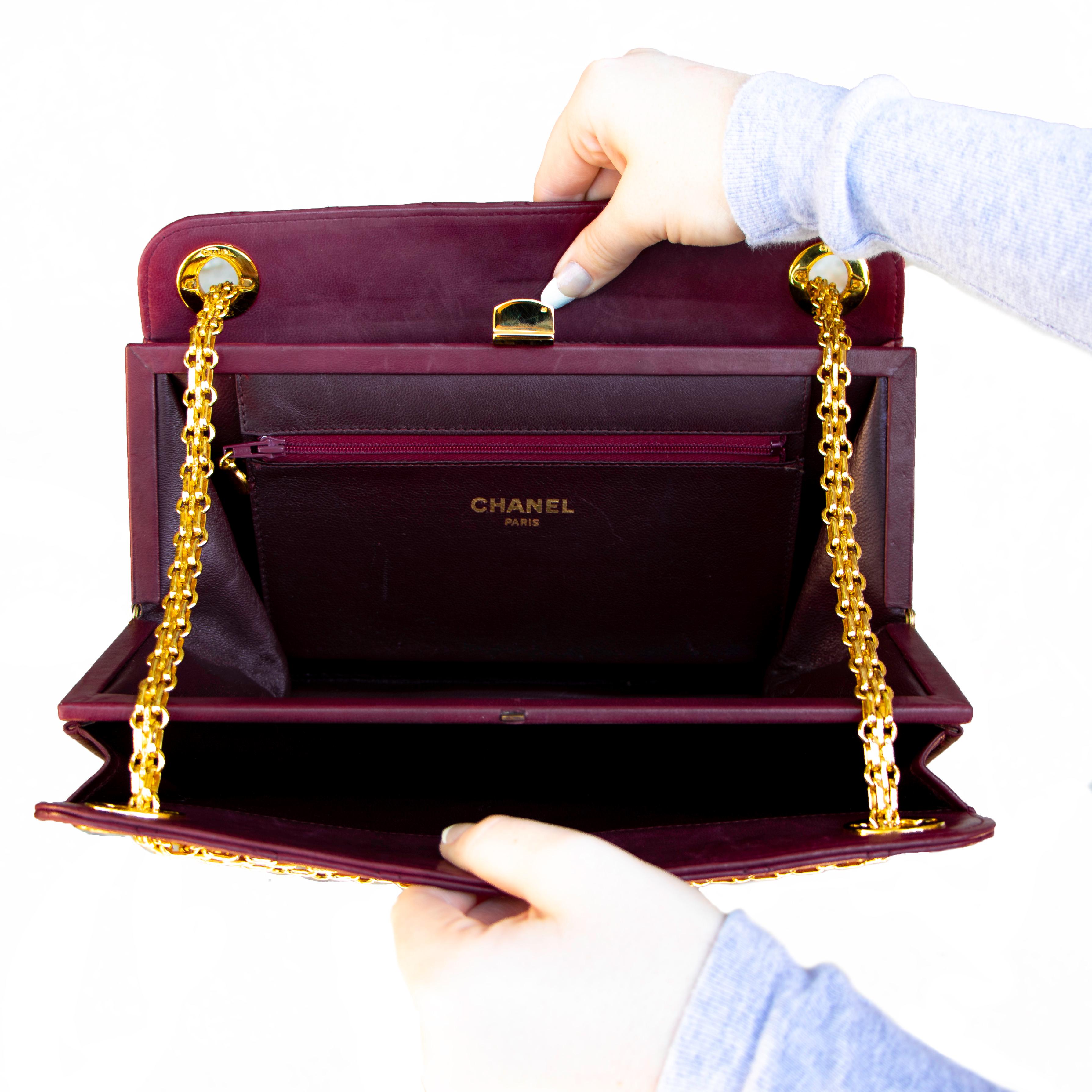 Vintage Brown Chanel Handbag with Gold-Colored Strap 1