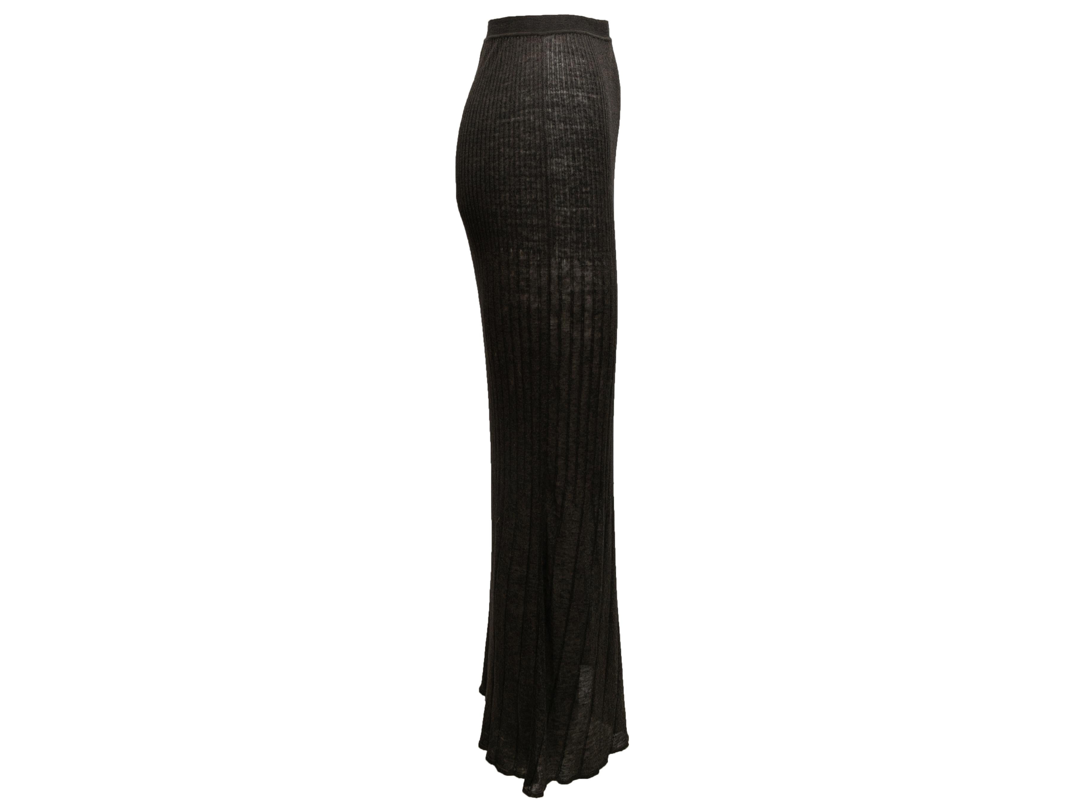 Black Vintage Brown Chanel Spring/Summer 1999 Knit Maxi Skirt Size FR 38 For Sale