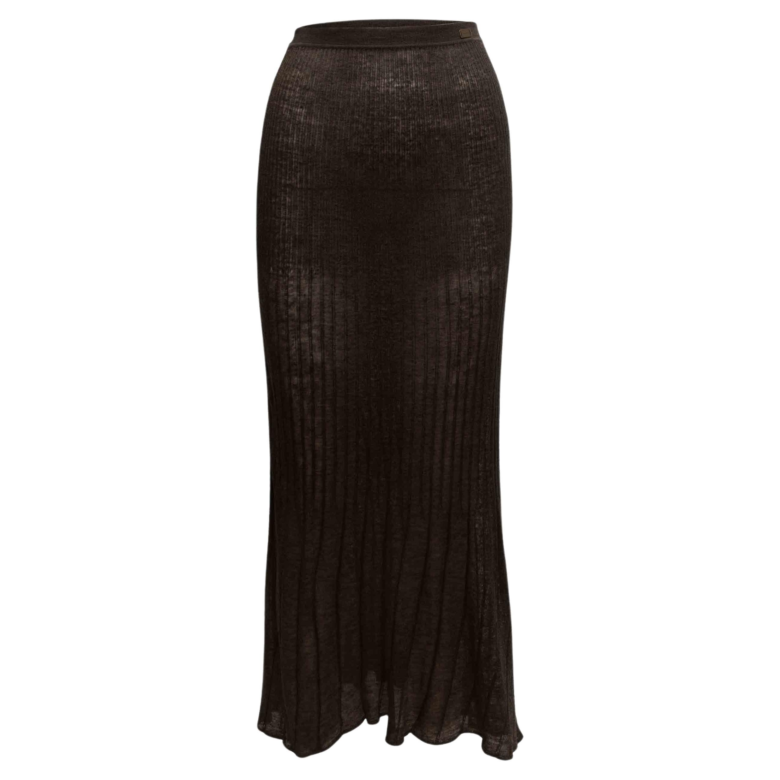 Vintage Chanel primavera/estate 1999 Maxi gonna in maglia di lino Taglia FR 38