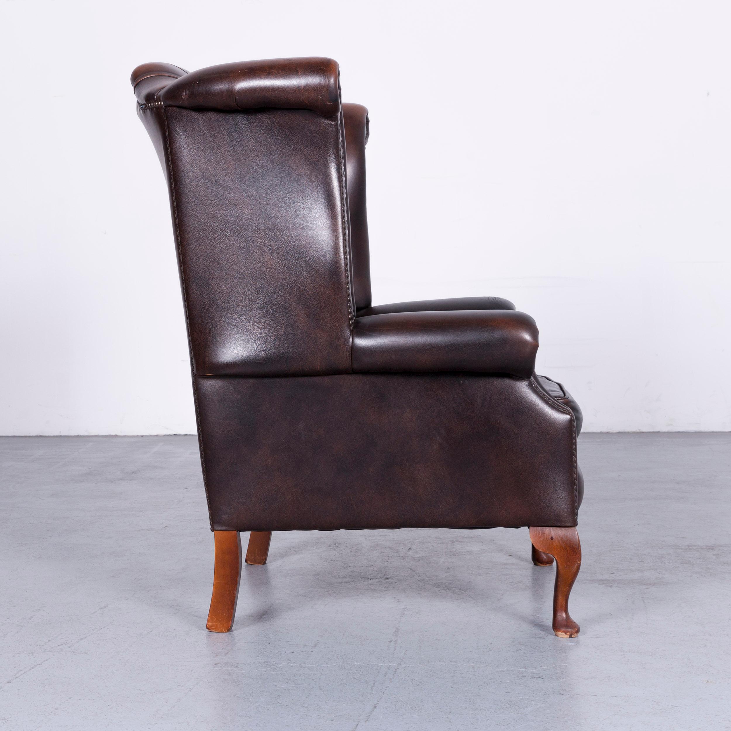 Vintage Brown Chesterfield Leather Brown Armchair Buttoned Clubchair 1