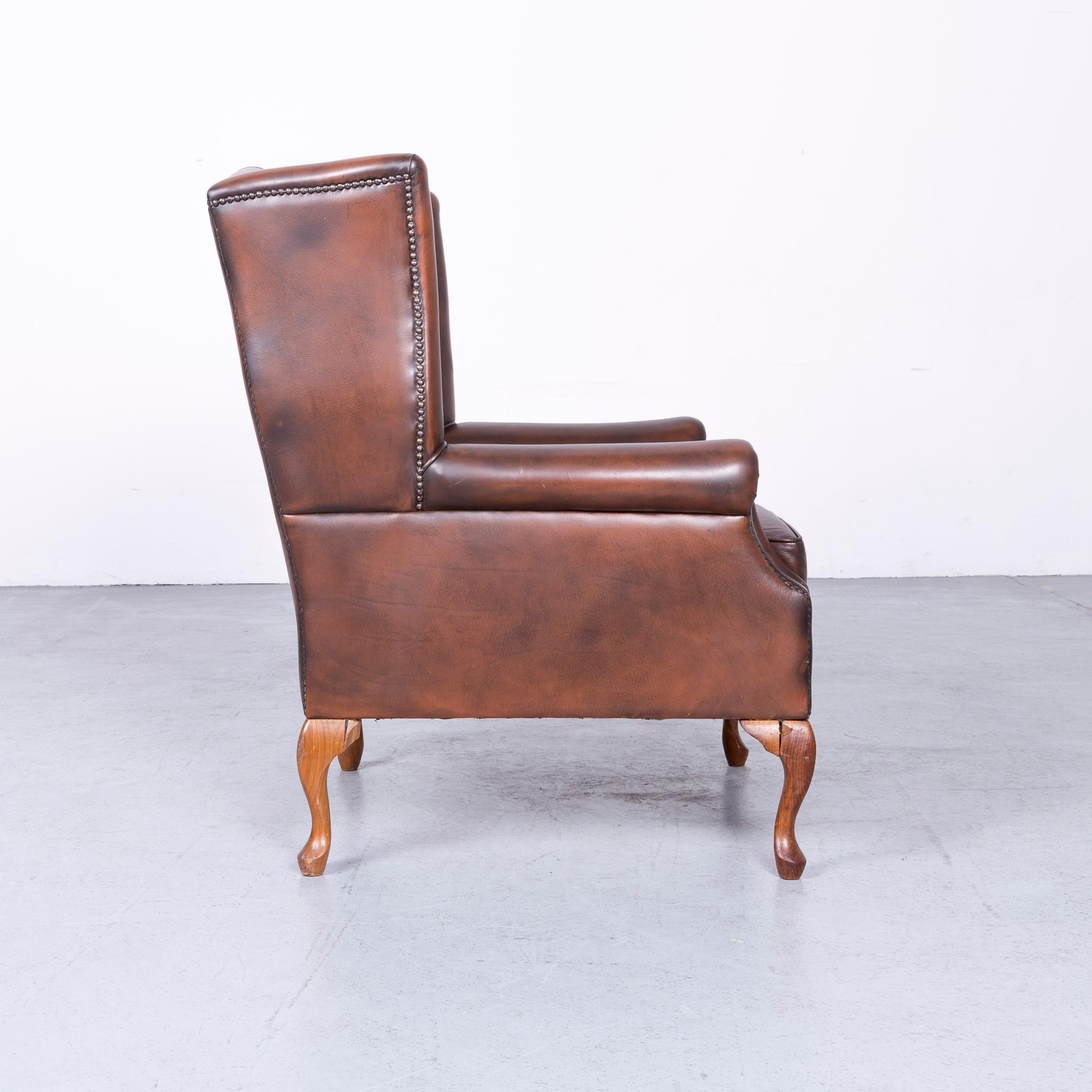 Vintage Brown Chesterfield Leather Brown Armchair Buttoned Clubchair 3