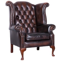 Vintage Brown Chesterfield Leather Brown Armchair Buttoned Clubchair