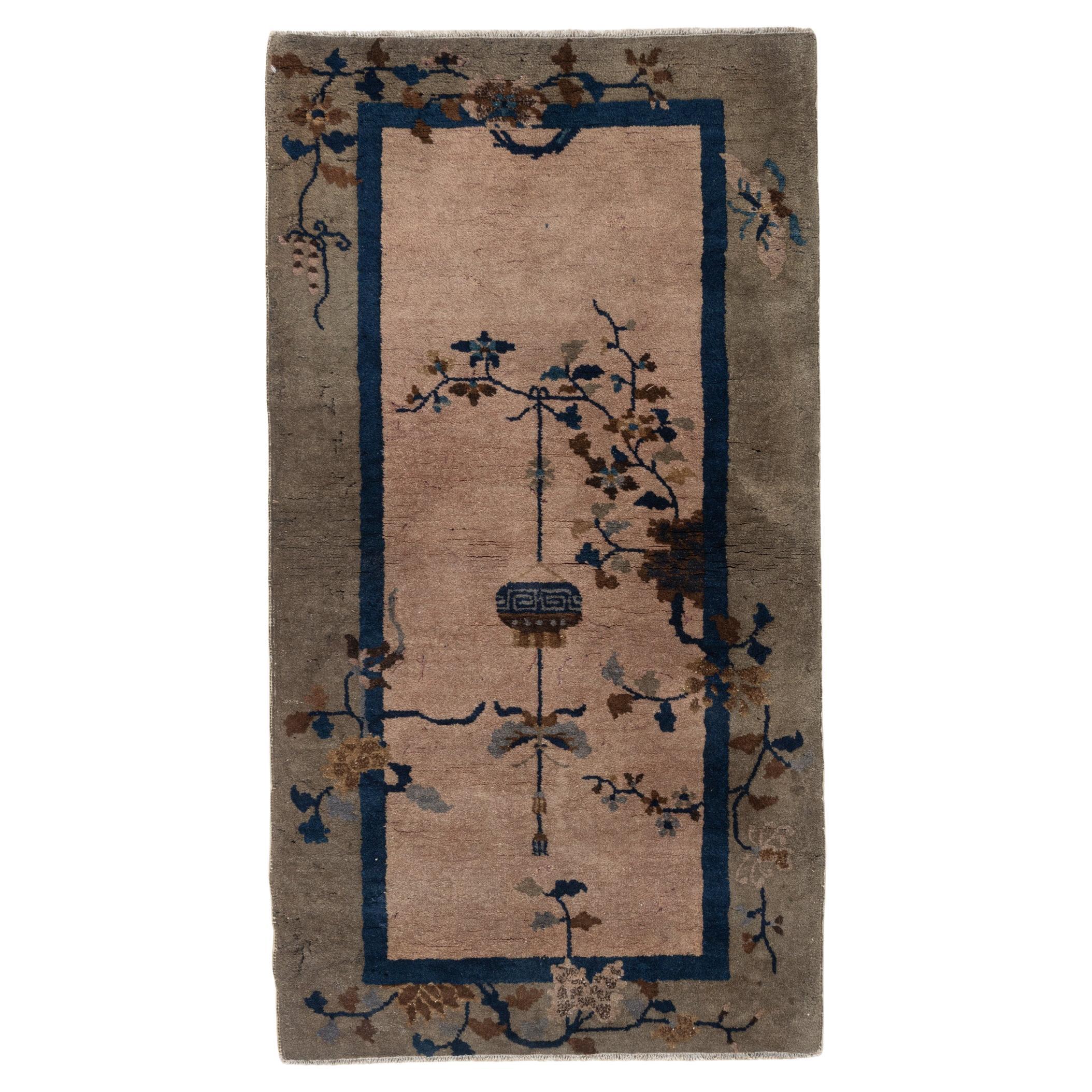 Vintage Brown Chinese Rug 2'6 X 4'8 For Sale