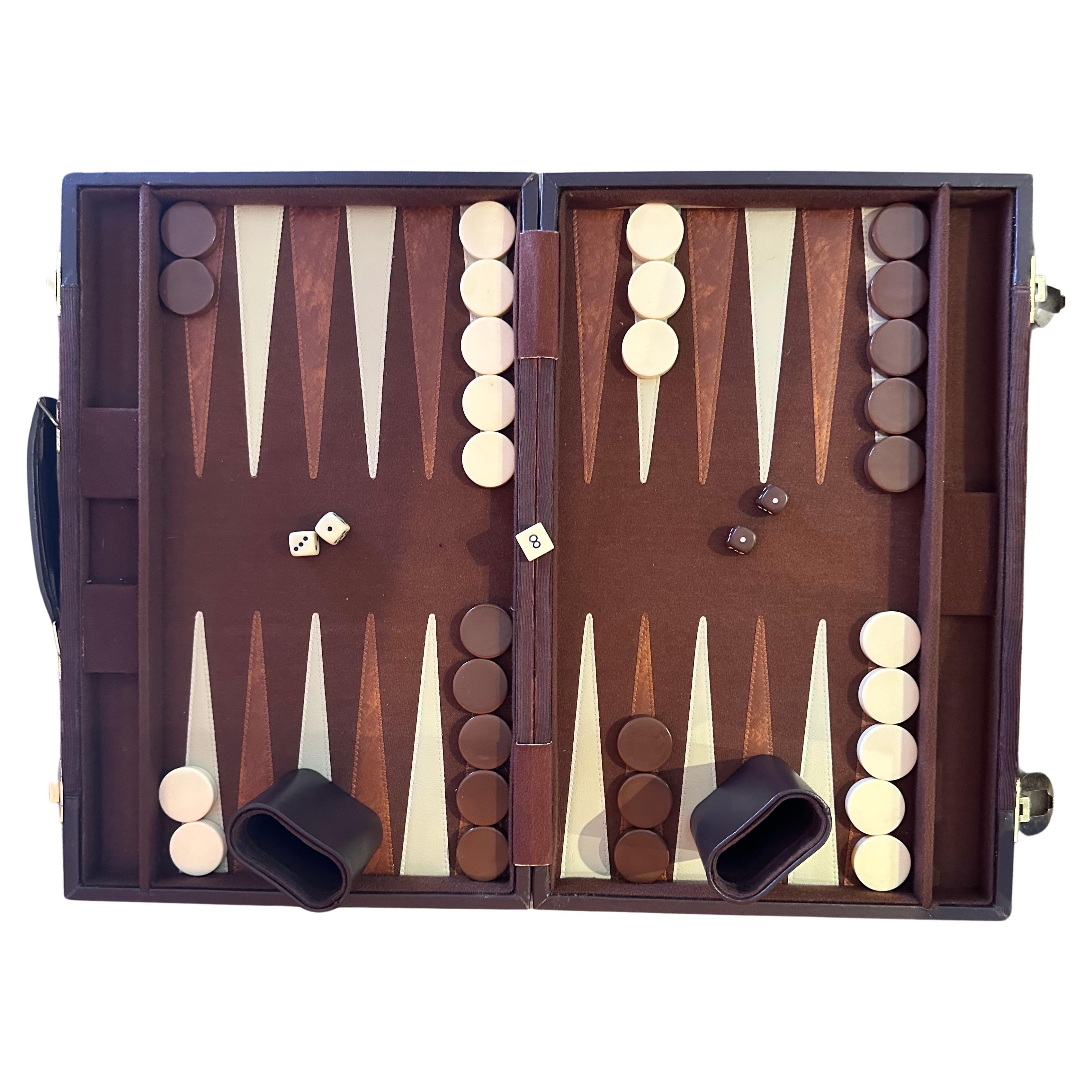 Vintage Brown Corduroy & Bakelite Backgammon Set 8