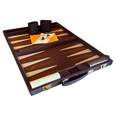 Vintage Brown Corduroy & Bakelite Backgammon Set