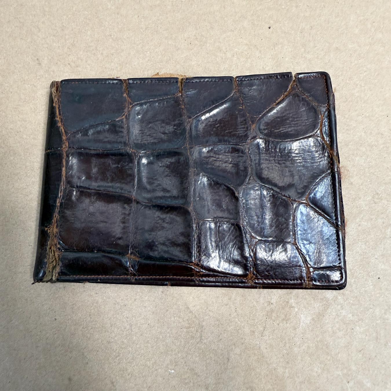 Distressed Brown Crocodile Wallet Italy For Sale 1