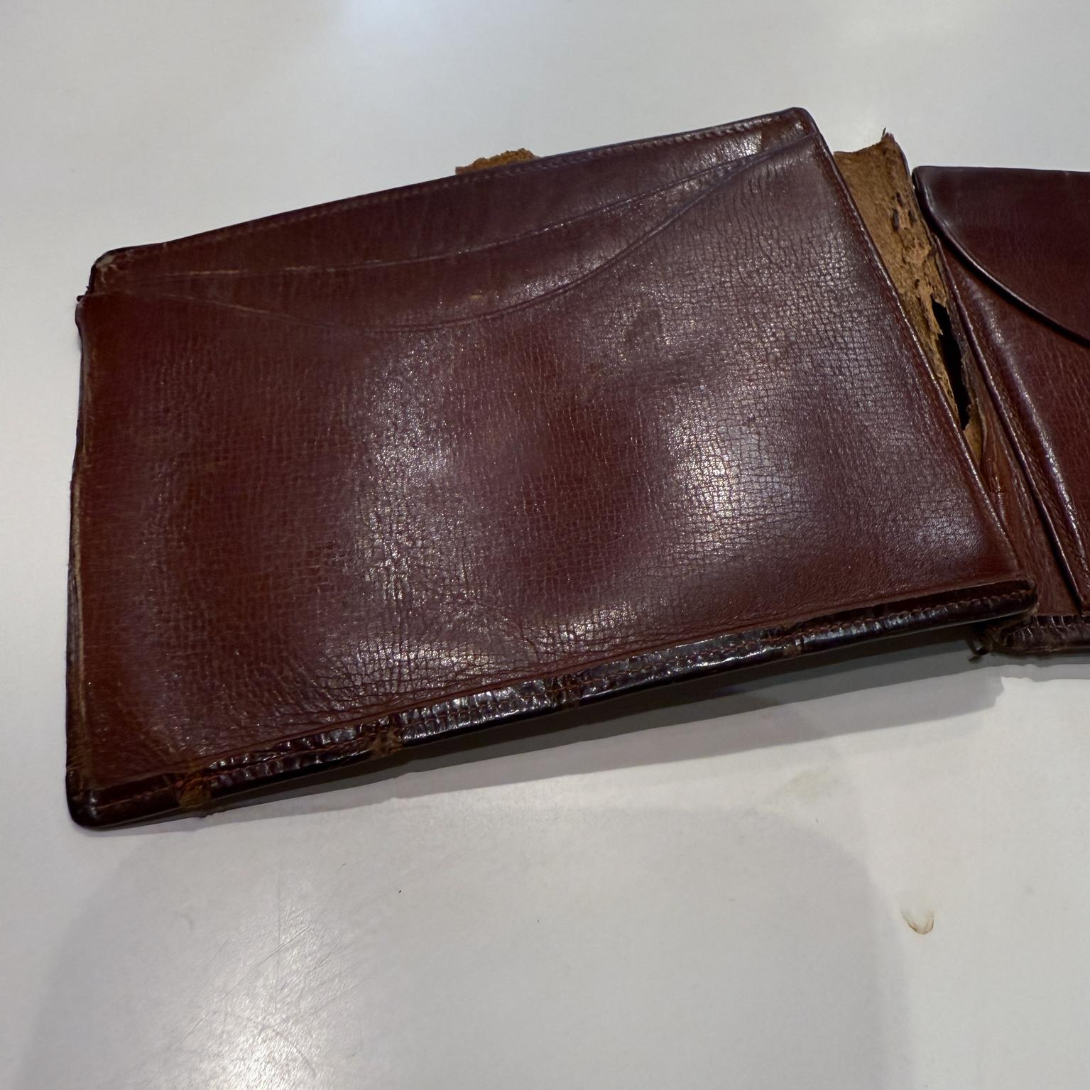 20th Century Distressed Brown Crocodile Wallet Italy For Sale