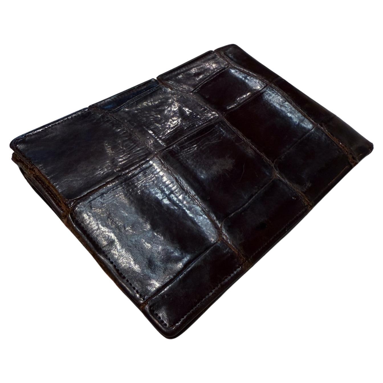 Distressed Brown Crocodile Wallet Italy