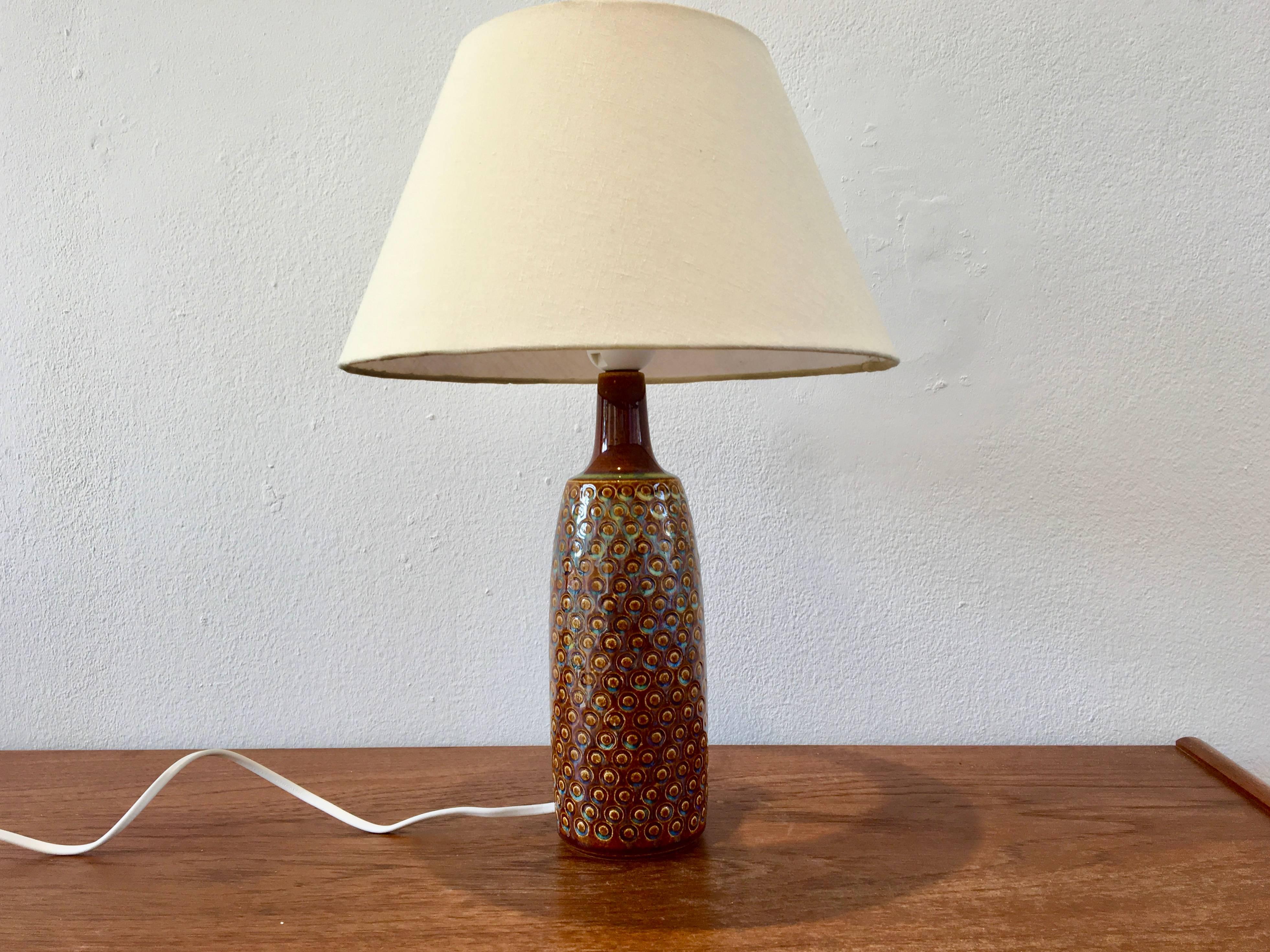 Glazed Vintage Brown Danish Ceramic Table Lamp by Einar Johansen for Soholm Stentoj