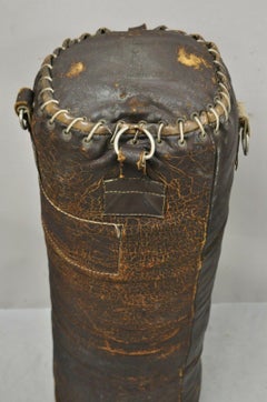 Vintage Brown Distressed Leather Stitched Gym Punching Boxing Heavy Bag
