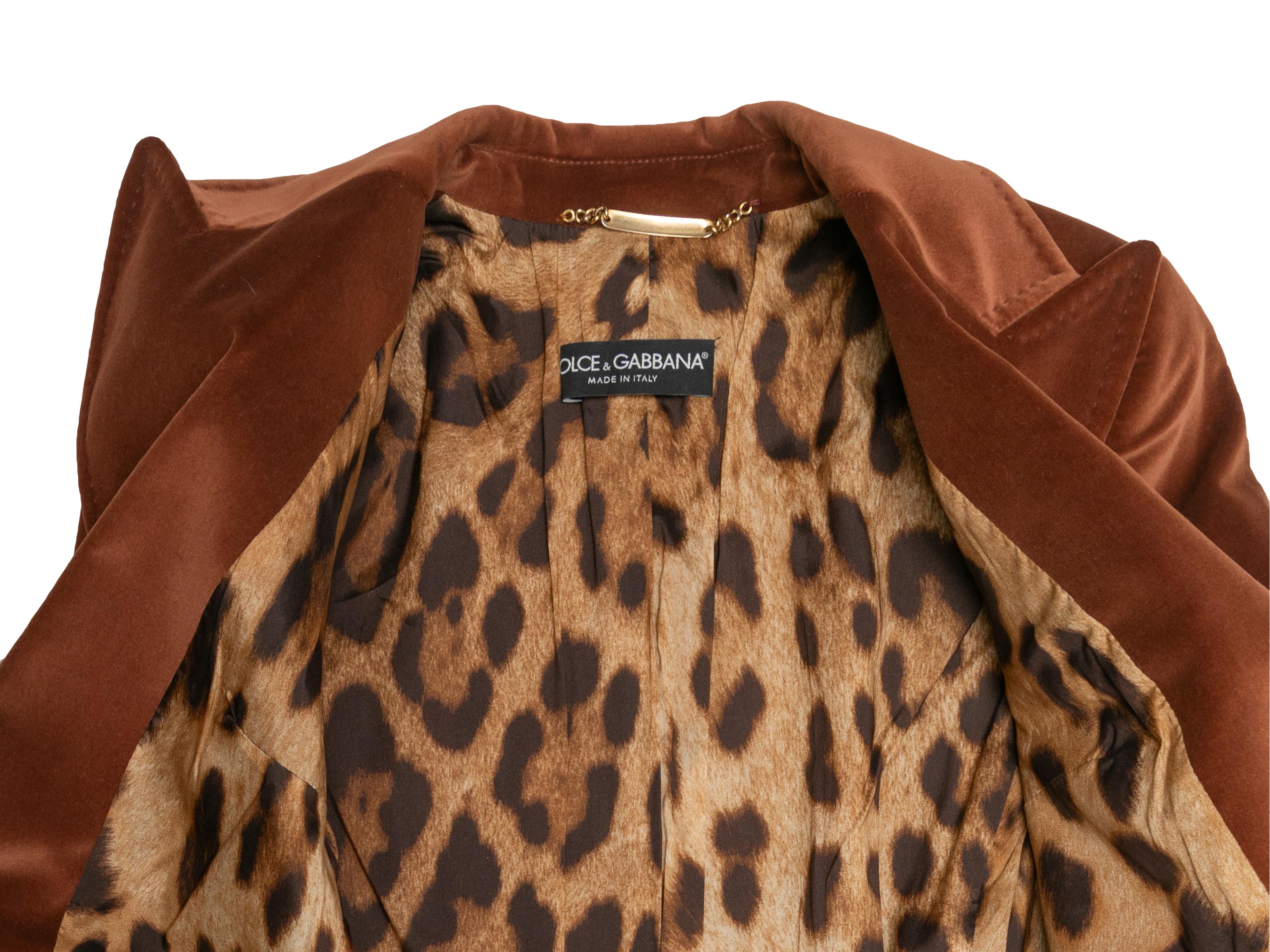 Vintage Brown Dolce & Gabbana 2000s Velvet Blazer Size IT 38 3