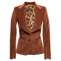 Vintage Brown Dolce & Gabbana 2000s Velvet Blazer Size IT 38