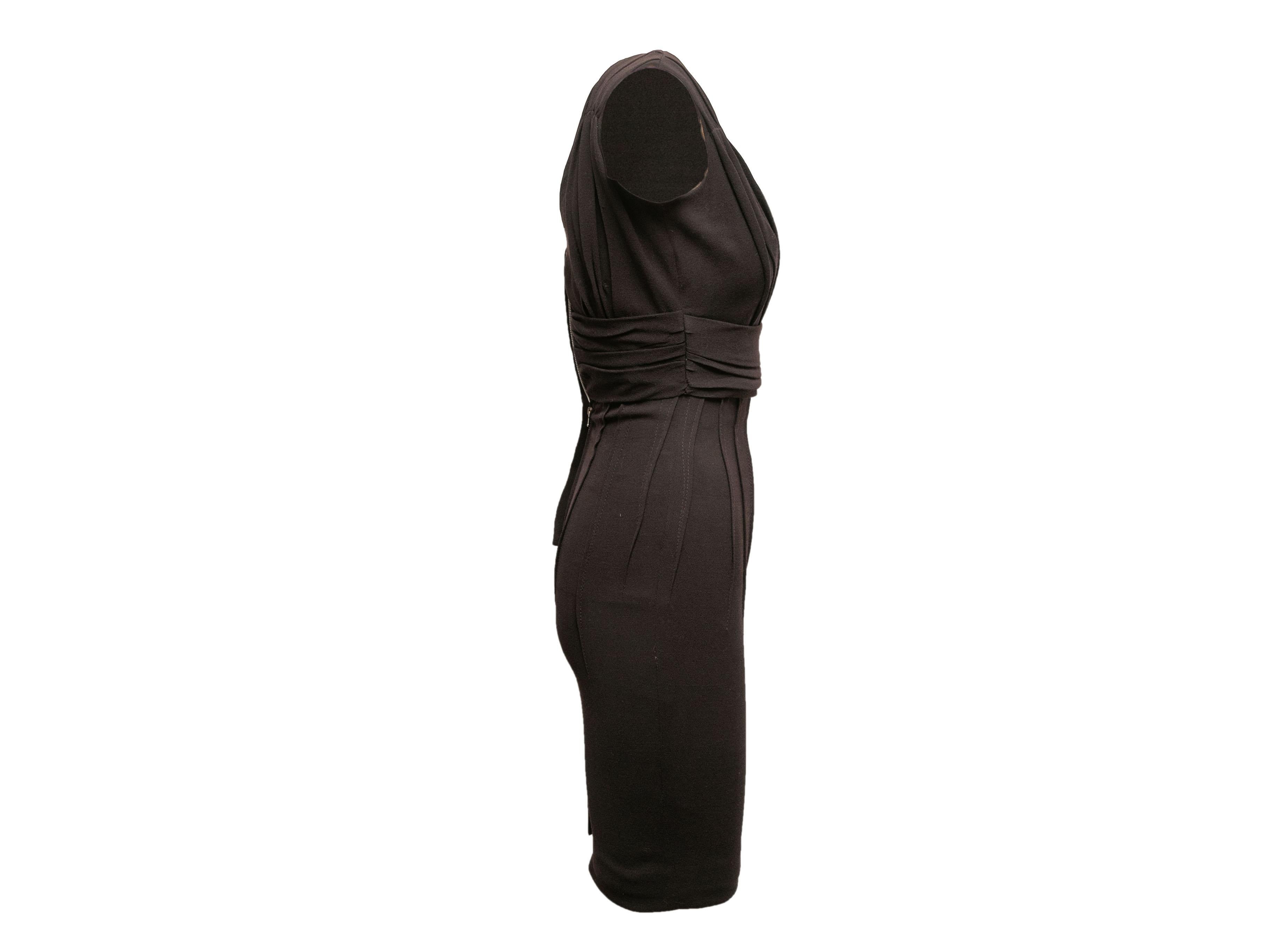 Black Vintage Brown Dolce & Gabbana 2000s Wool Fitted Dress Size IT 40 For Sale
